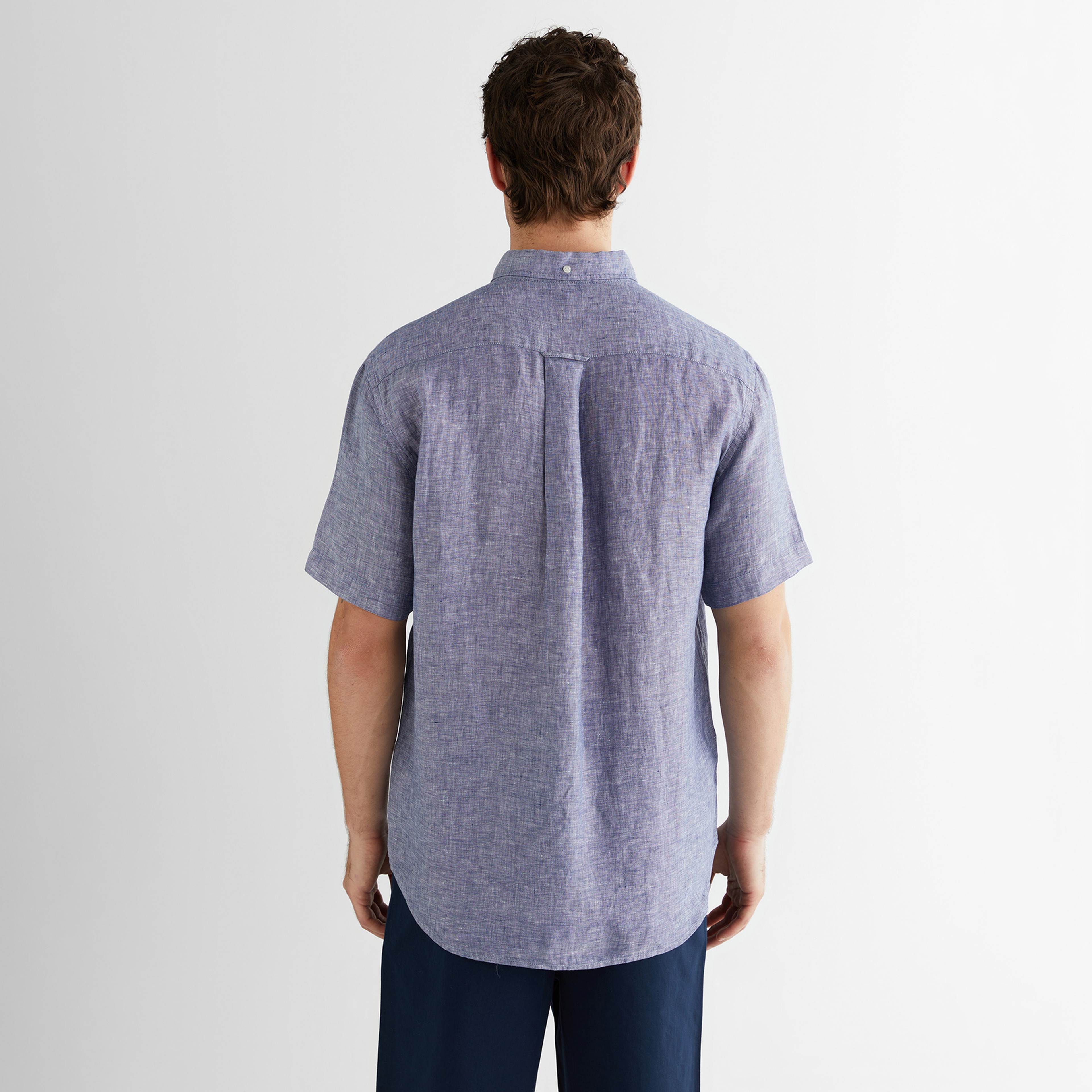 GANT Erkek Mavi Regular Fit Klasik Yaka Keten Gömlek