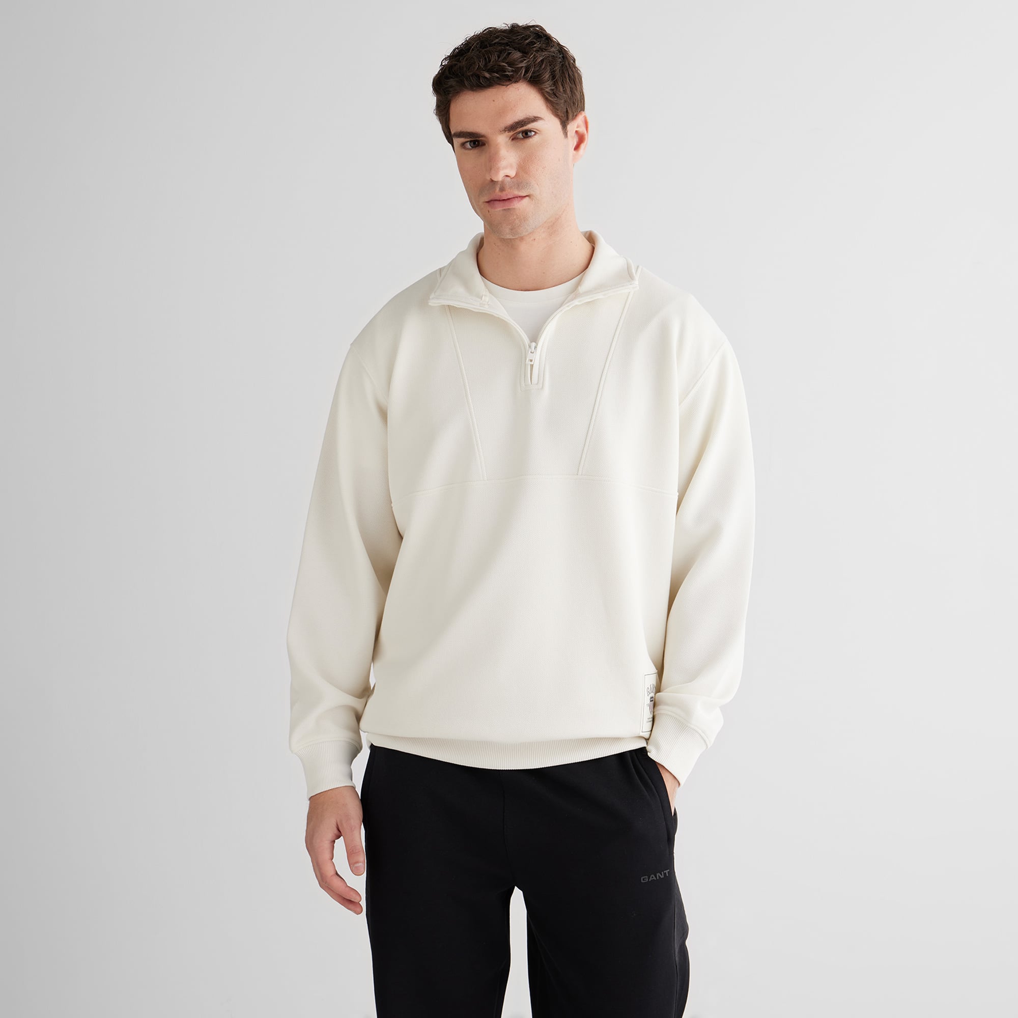 GANT Erkek Krem Relaxed Fit Kapüşonlu Sweatshirt