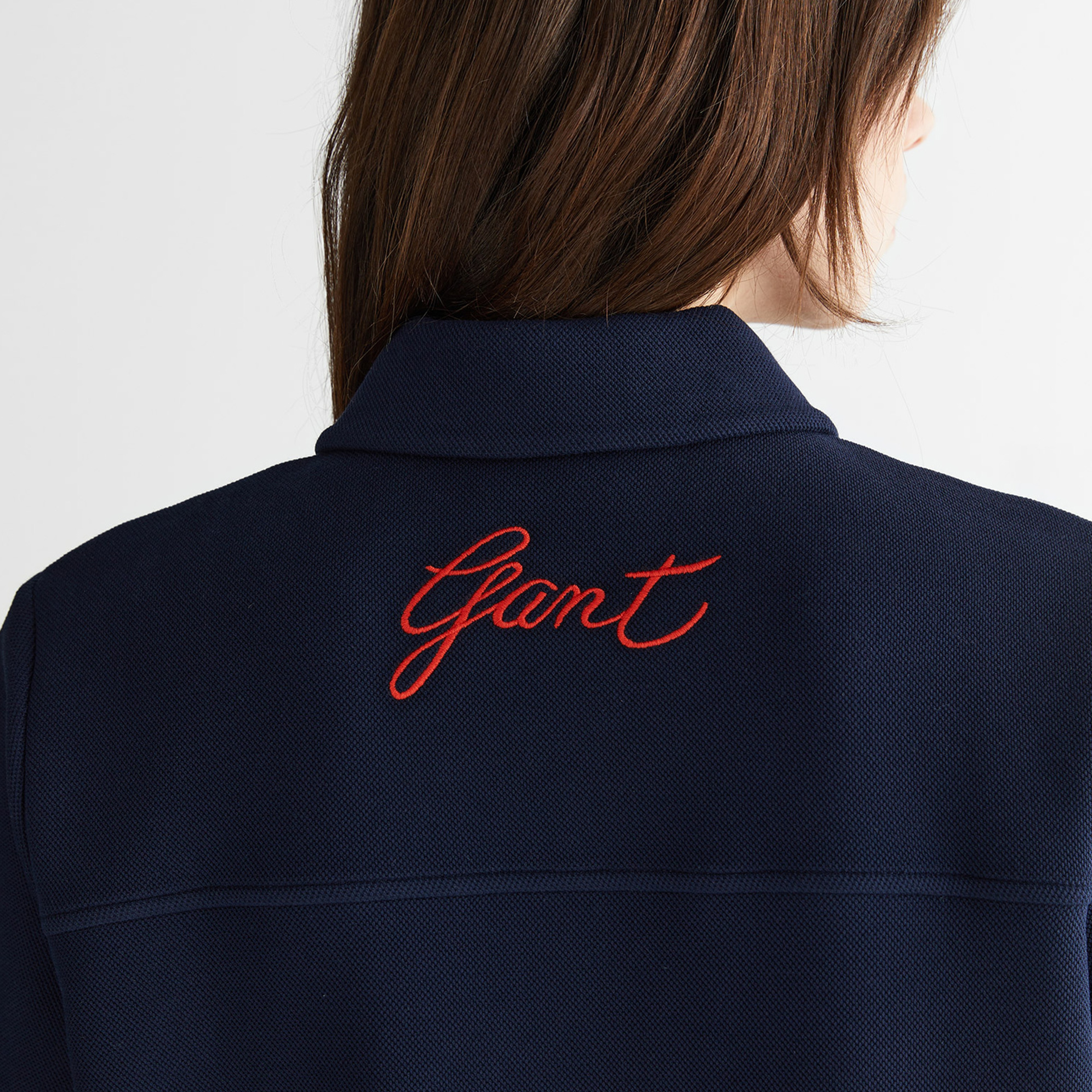 GANT Kadın Lacivert Yarım Fermuarlı Logolu Elbise