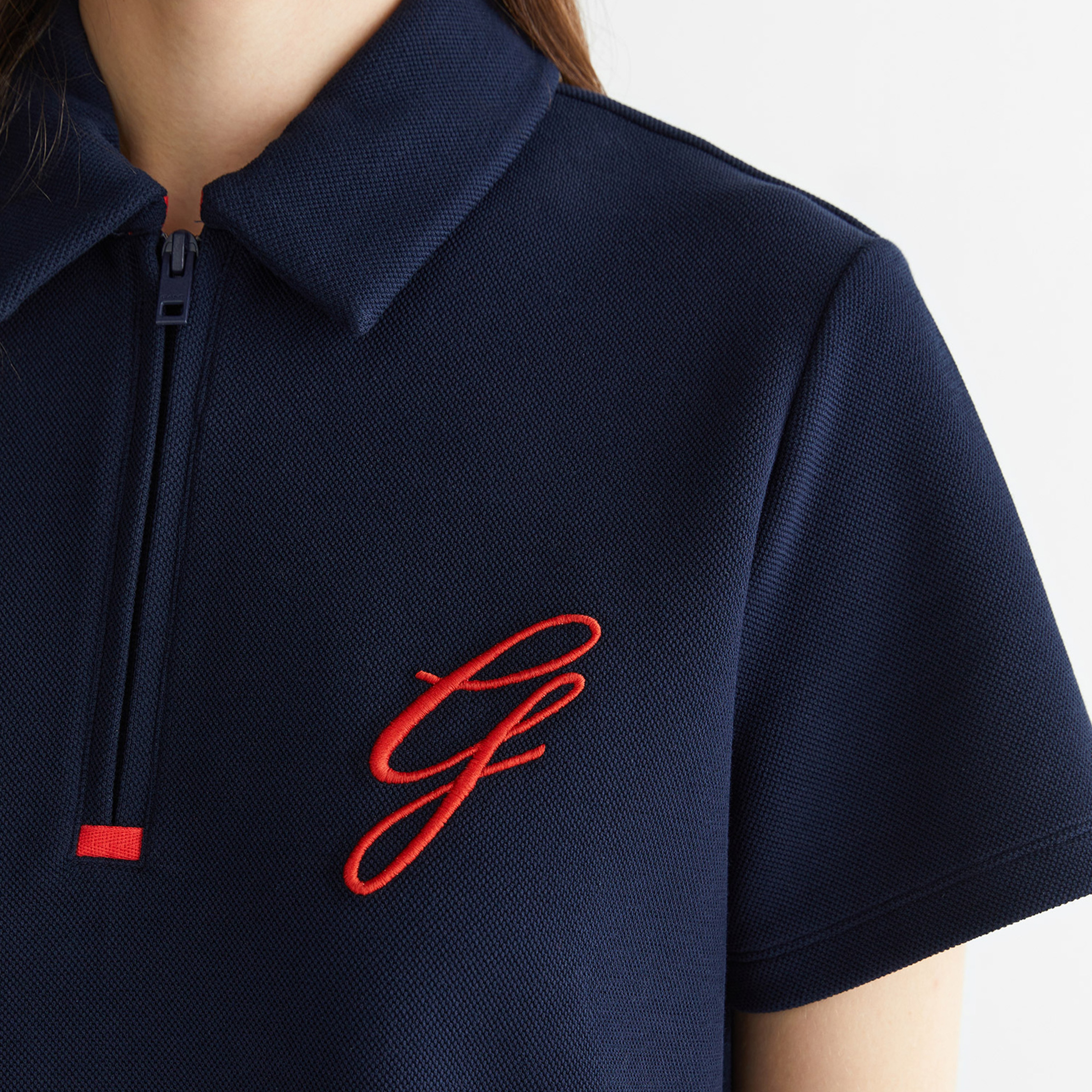 GANT Kadın Lacivert Yarım Fermuarlı Logolu Elbise