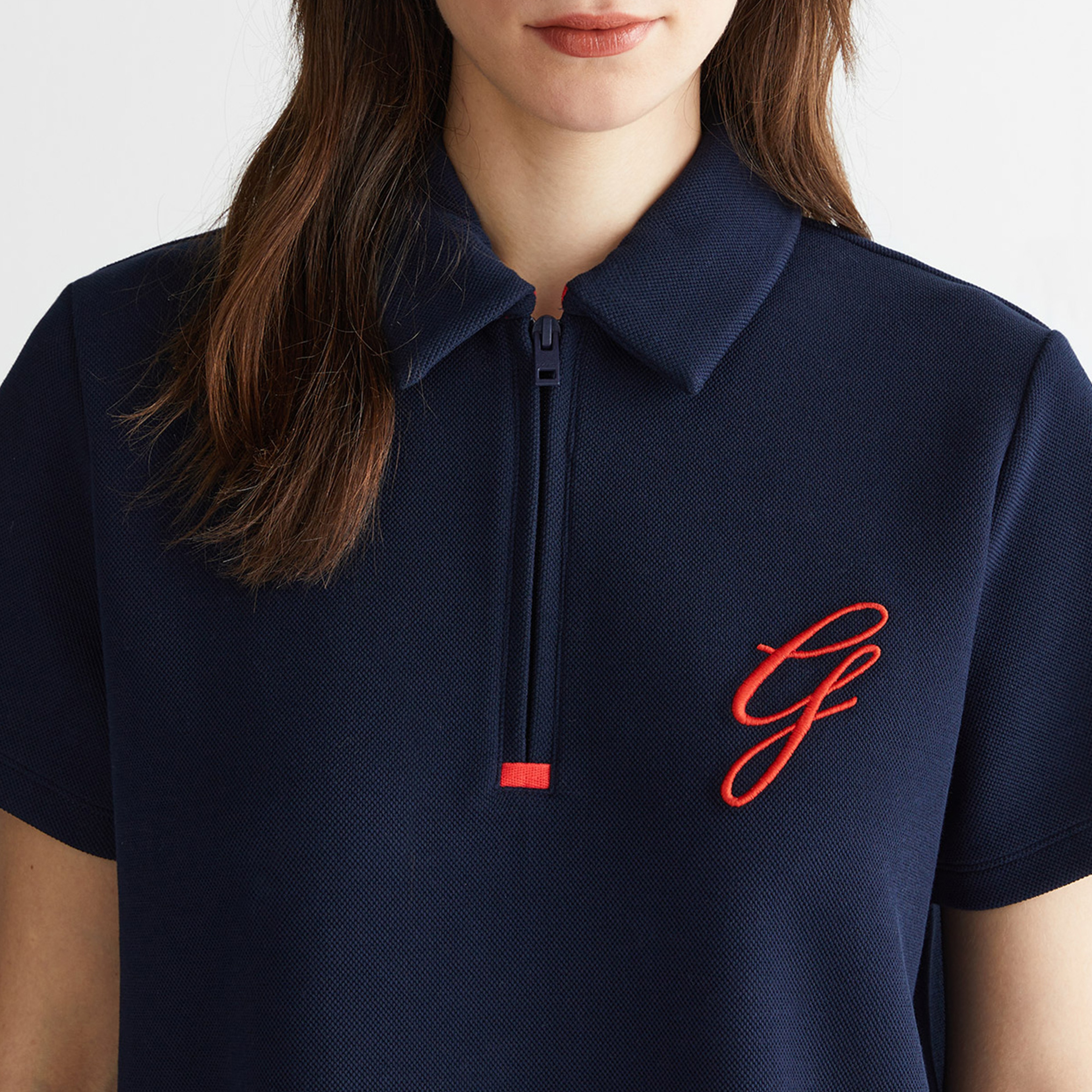 GANT Kadın Lacivert Yarım Fermuarlı Logolu Elbise