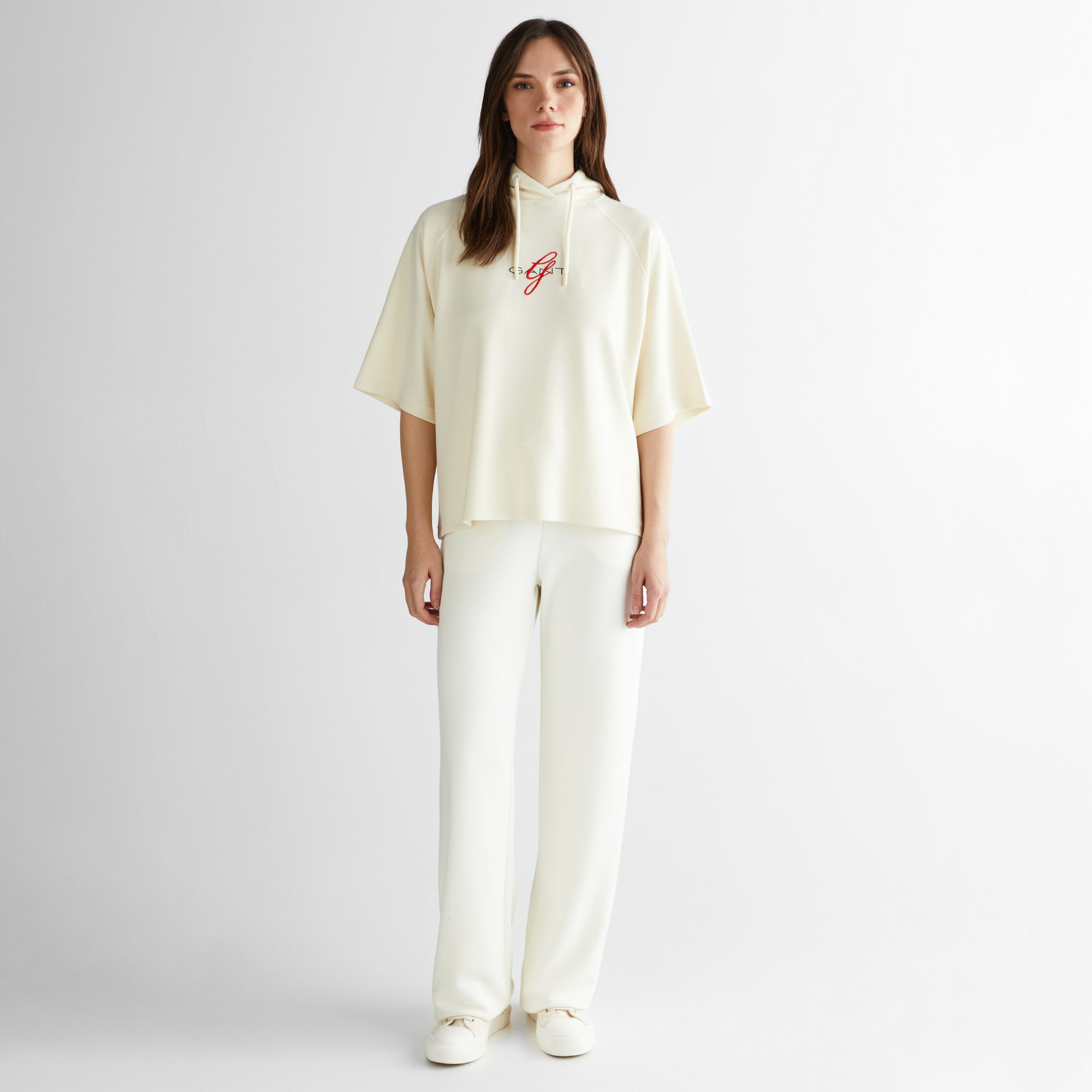 GANT Kadın Krem Bisiklet Yaka Logolu Sweatshirt