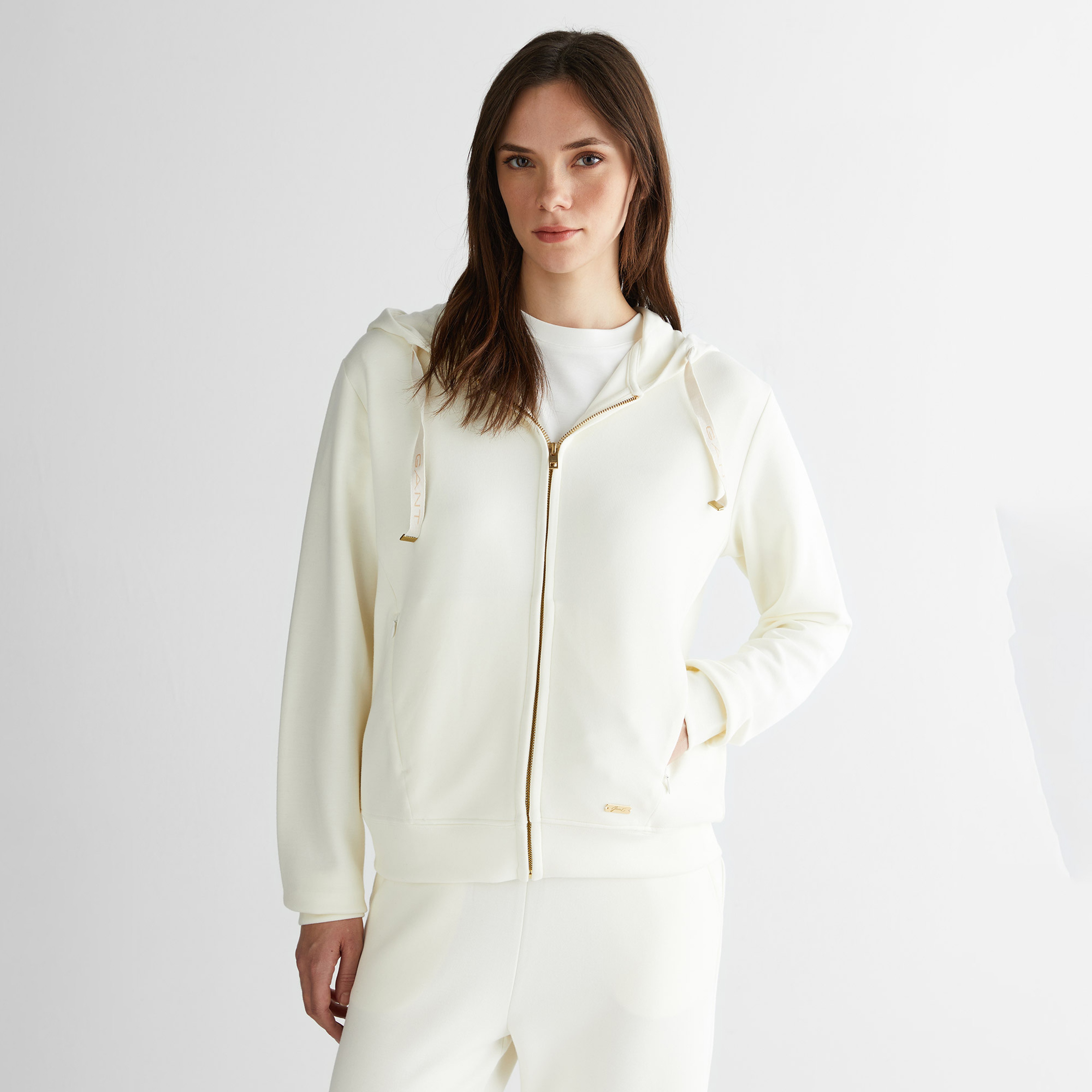 GANT Kadın Krem Kapüşonlu Sweatshirt