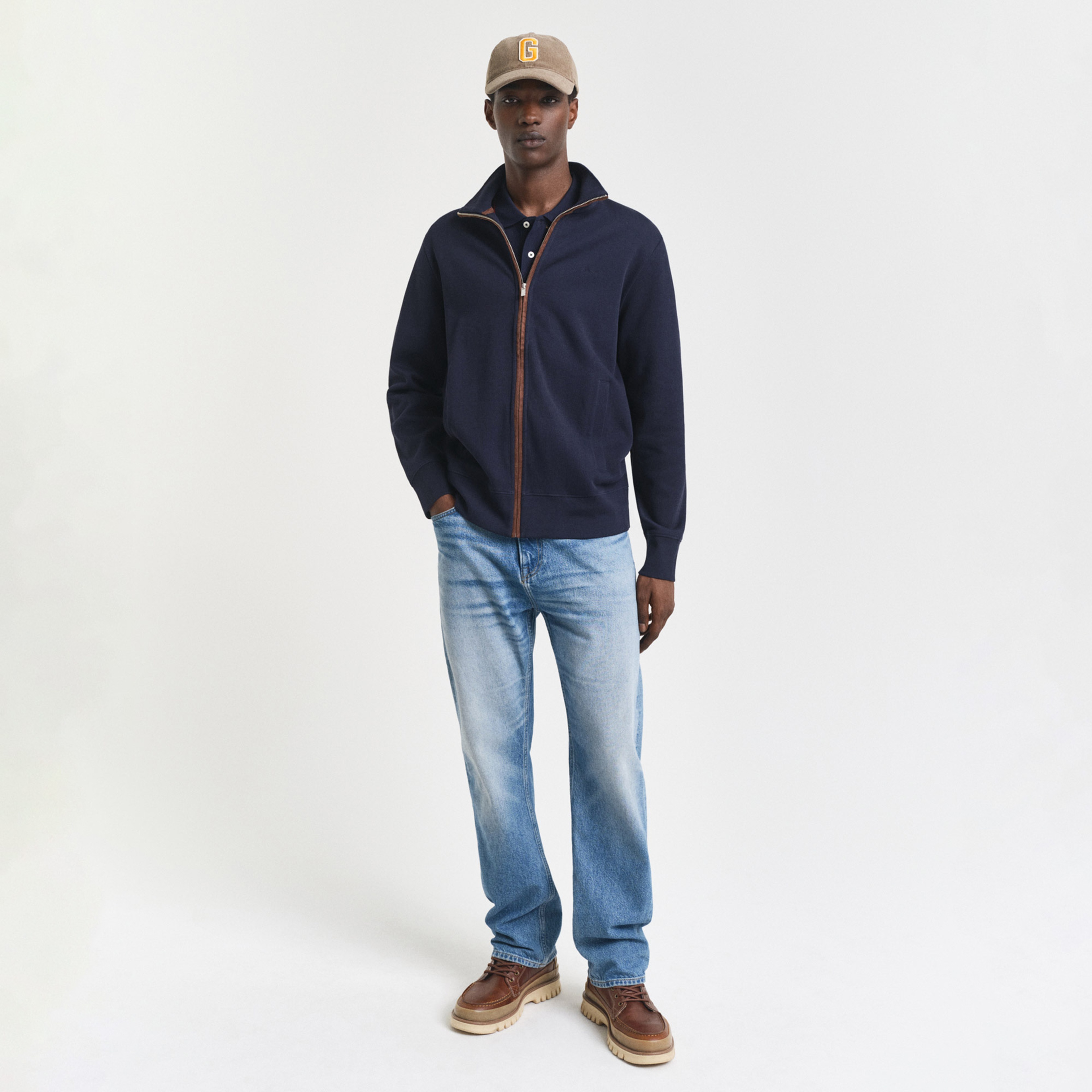 GANT Erkek Lacivert Regular Fit Fermuarlı Hırka