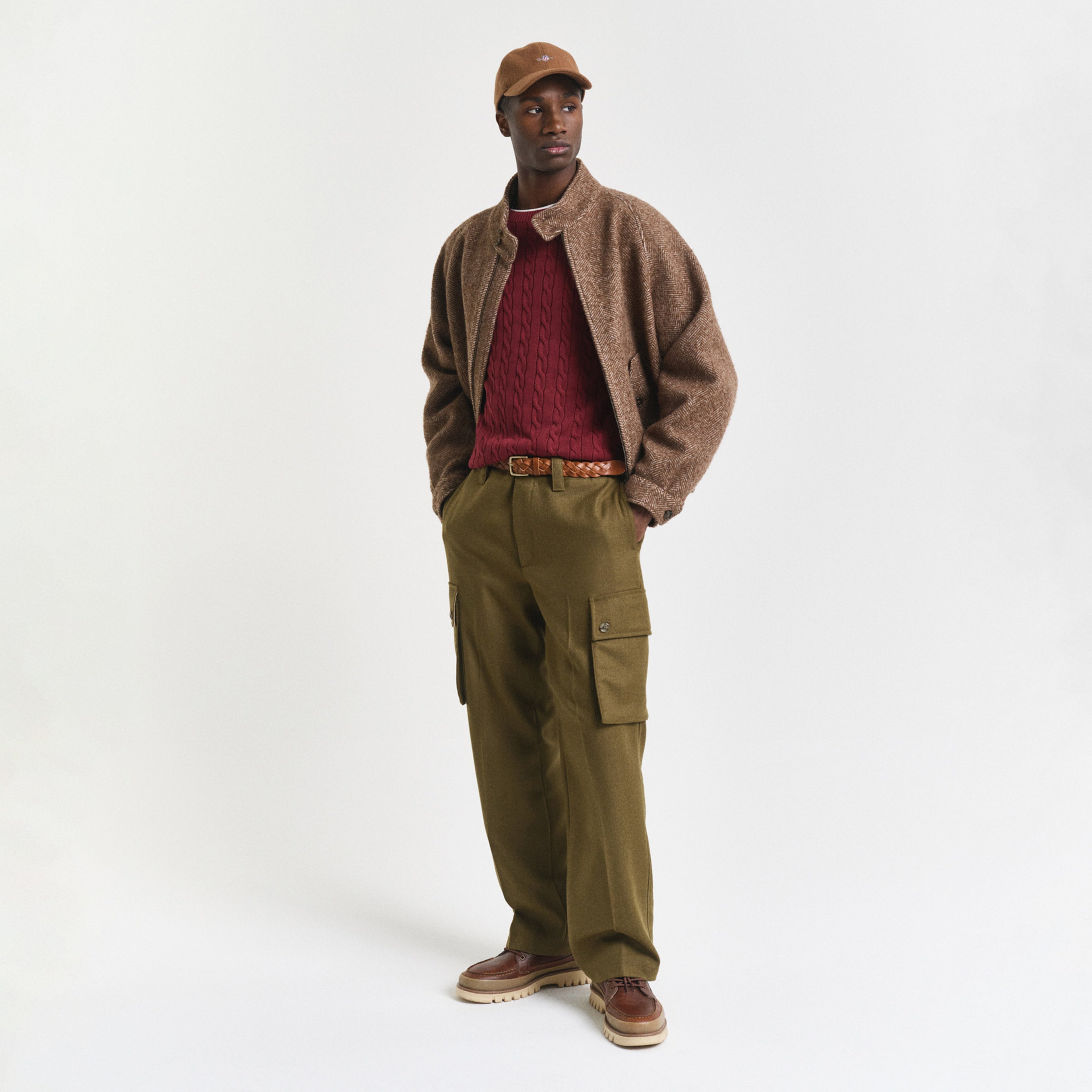 GANT Erkek Bordo Regular Fit Bisiklet Yaka Örgü Kazak