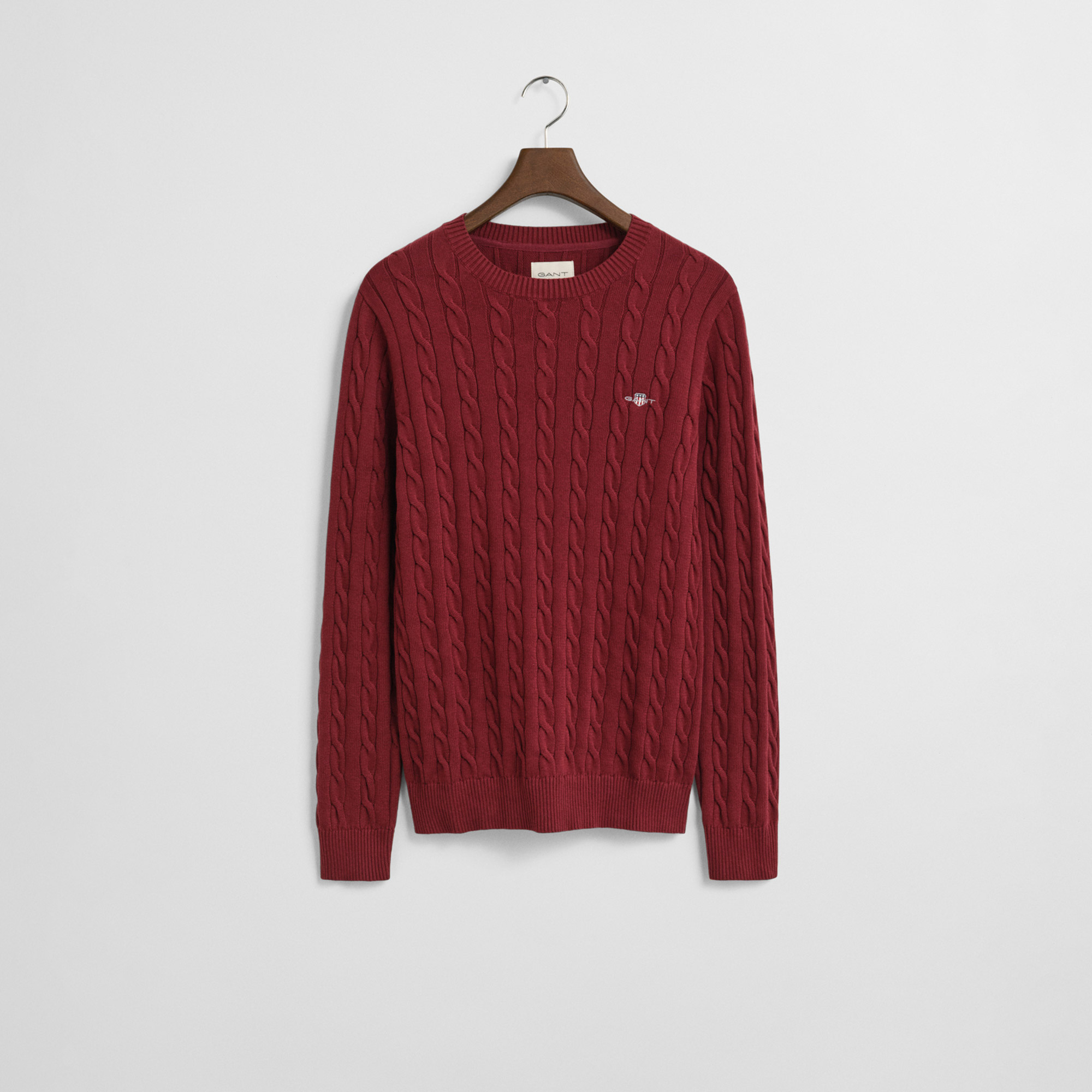 GANT Erkek Bordo Regular Fit Bisiklet Yaka Örgü Kazak