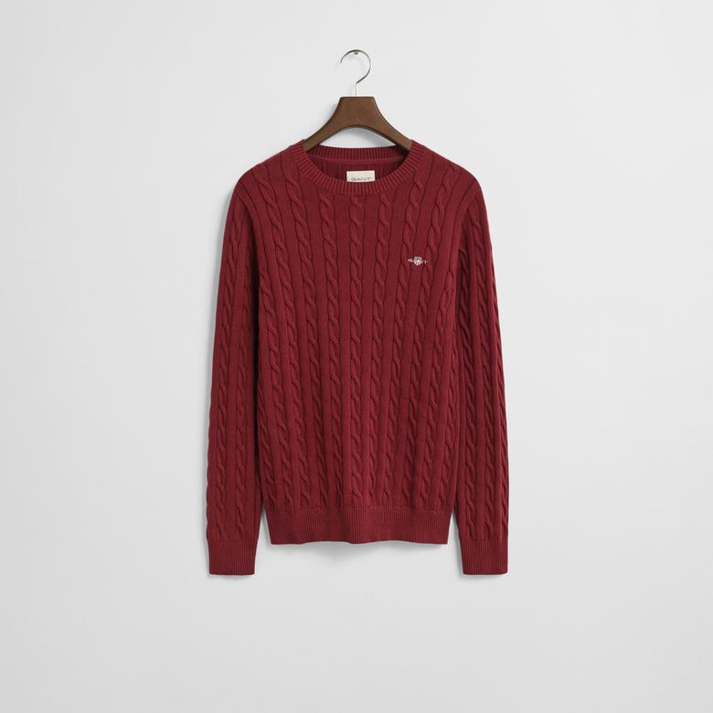 GANT Erkek Bordo Regular Fit Bisiklet Yaka Örgü Kazak
