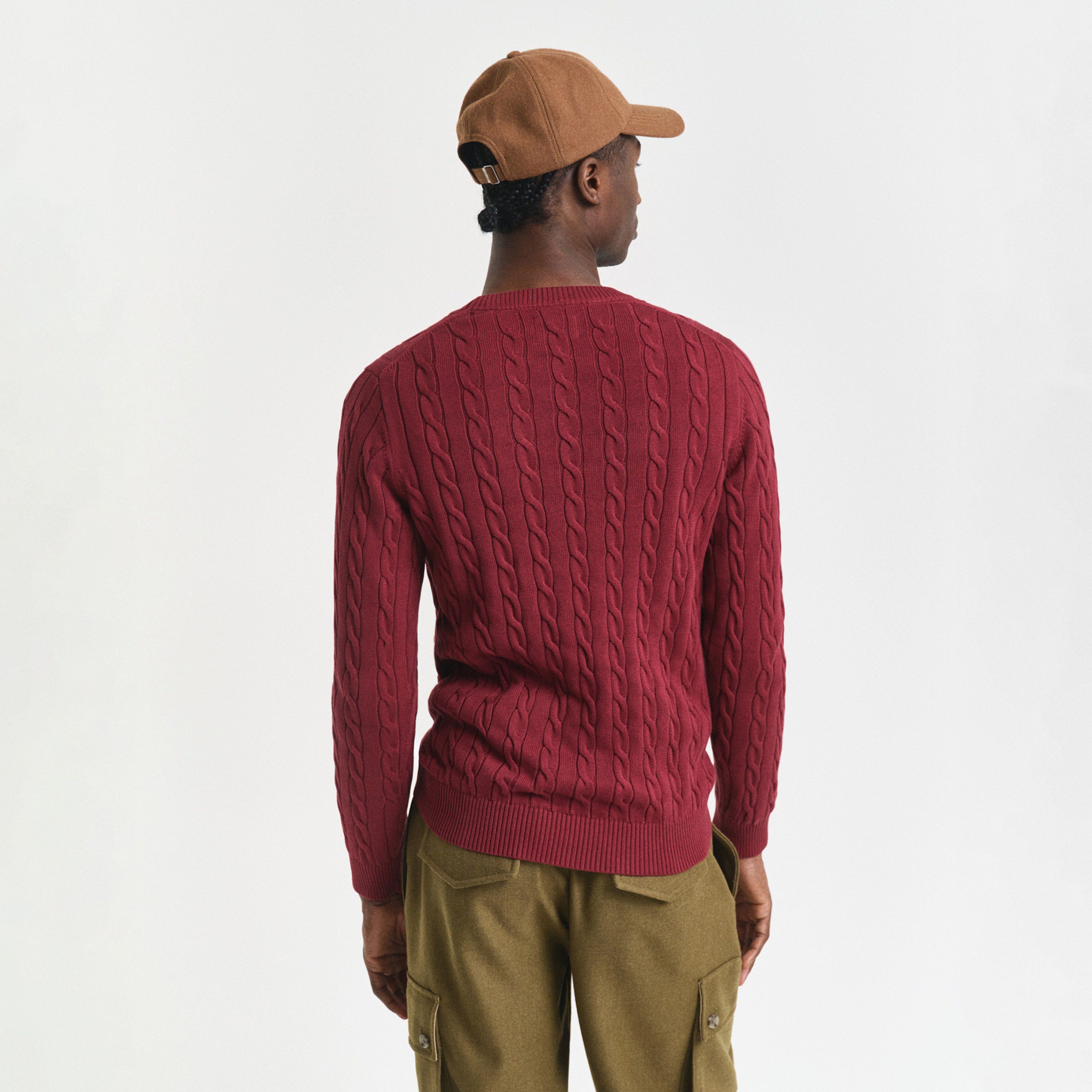 GANT Erkek Bordo Regular Fit Bisiklet Yaka Örgü Kazak