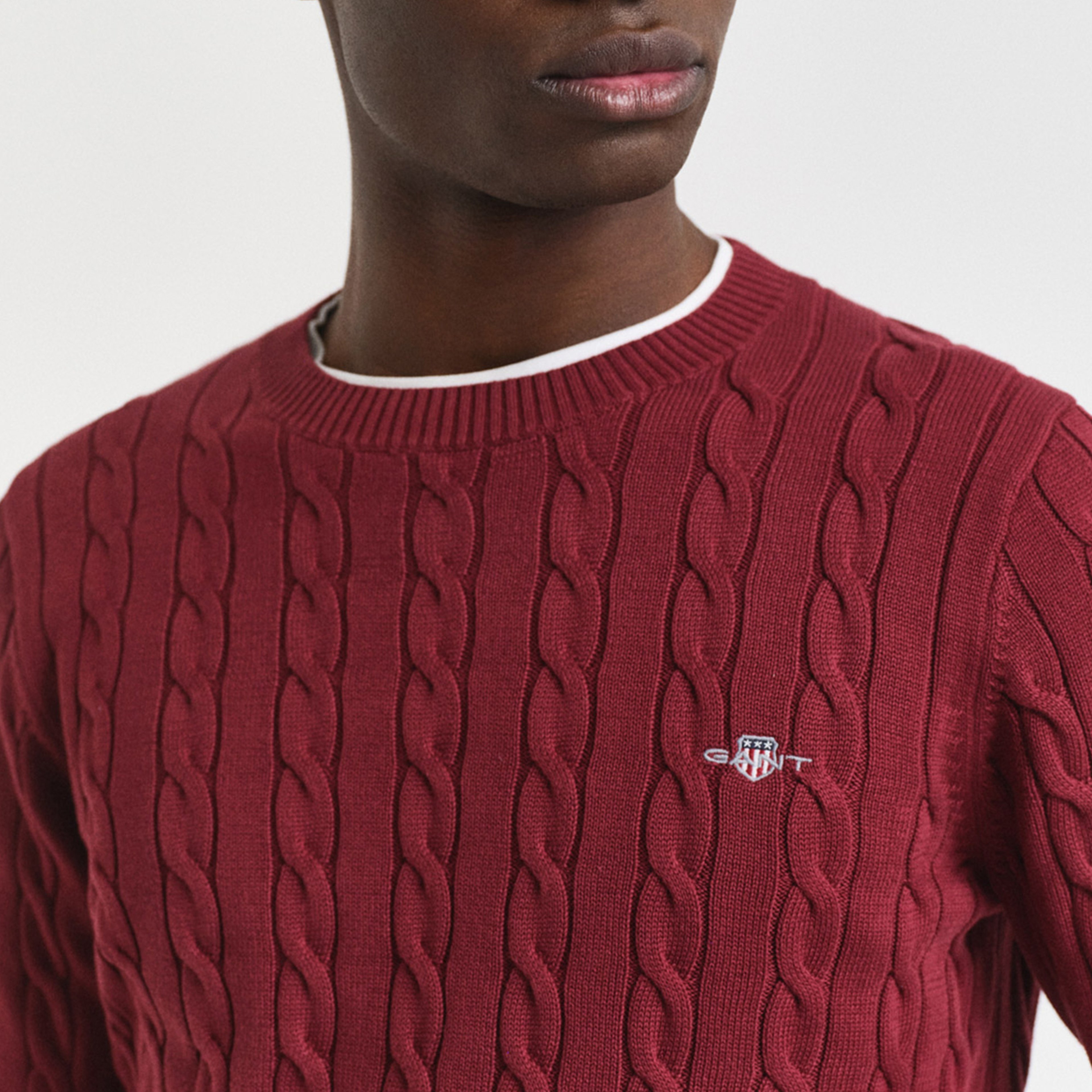 GANT Erkek Bordo Regular Fit Bisiklet Yaka Örgü Kazak