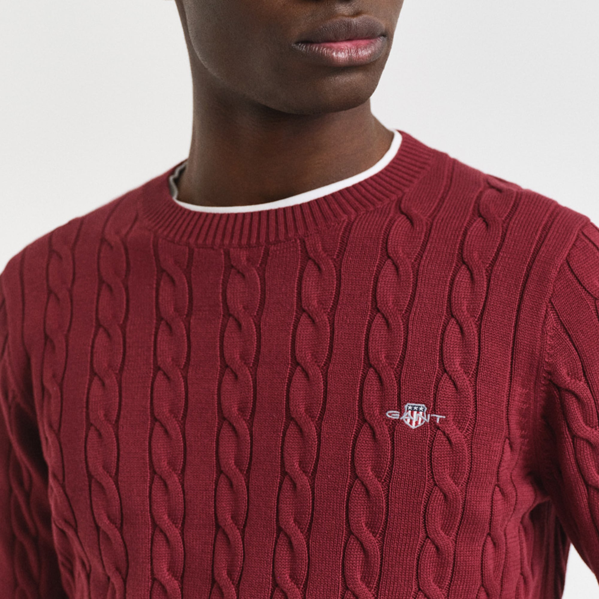 GANT Erkek Bordo Regular Fit Bisiklet Yaka Örgü Kazak