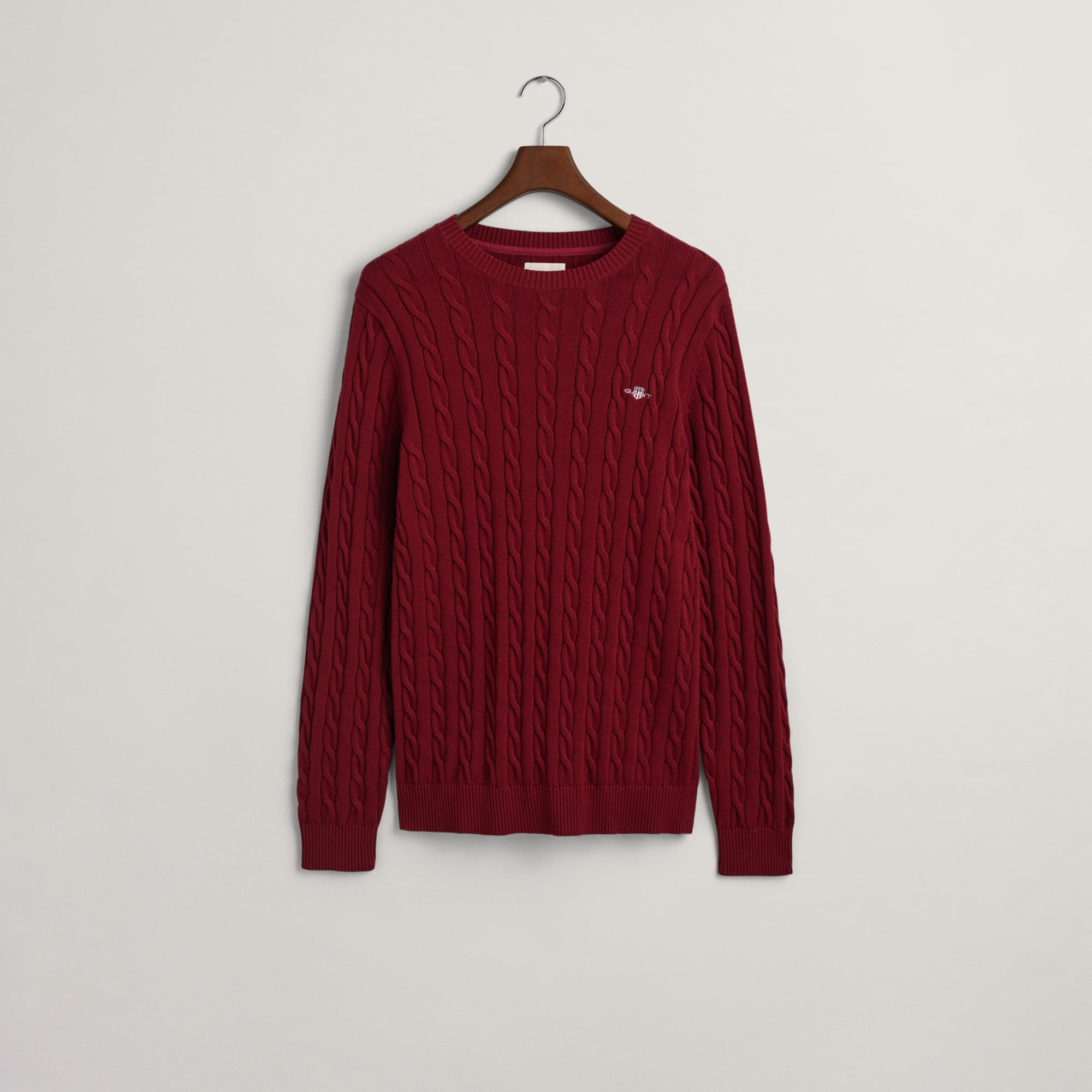 GANT Erkek Bordo Regular Fit Bisiklet Yaka Örgü Kazak