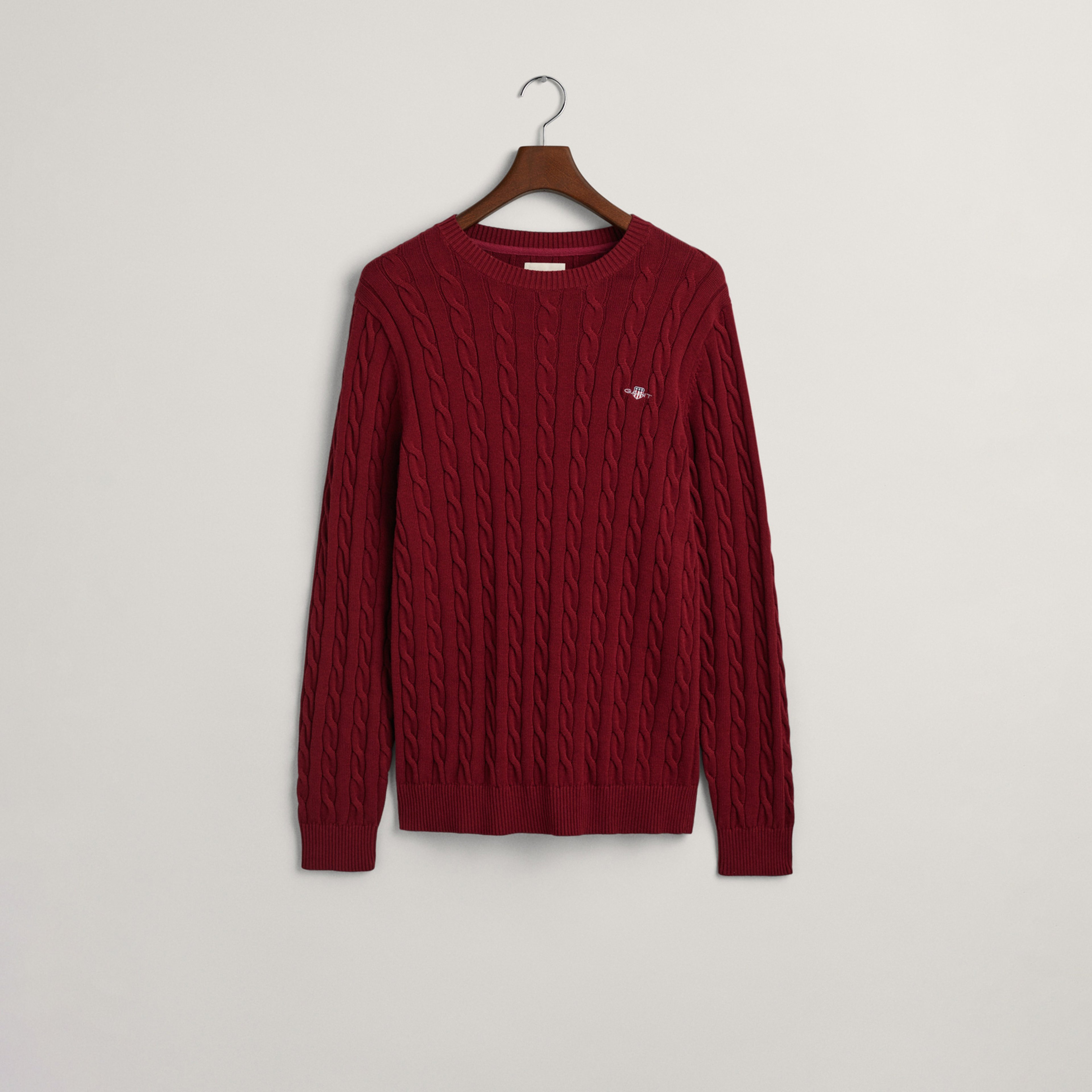 GANT Erkek Bordo Regular Fit Bisiklet Yaka Örgü Kazak