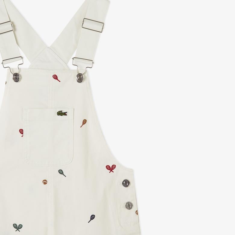 Kız Çocuk Desenli Beyaz Salopet