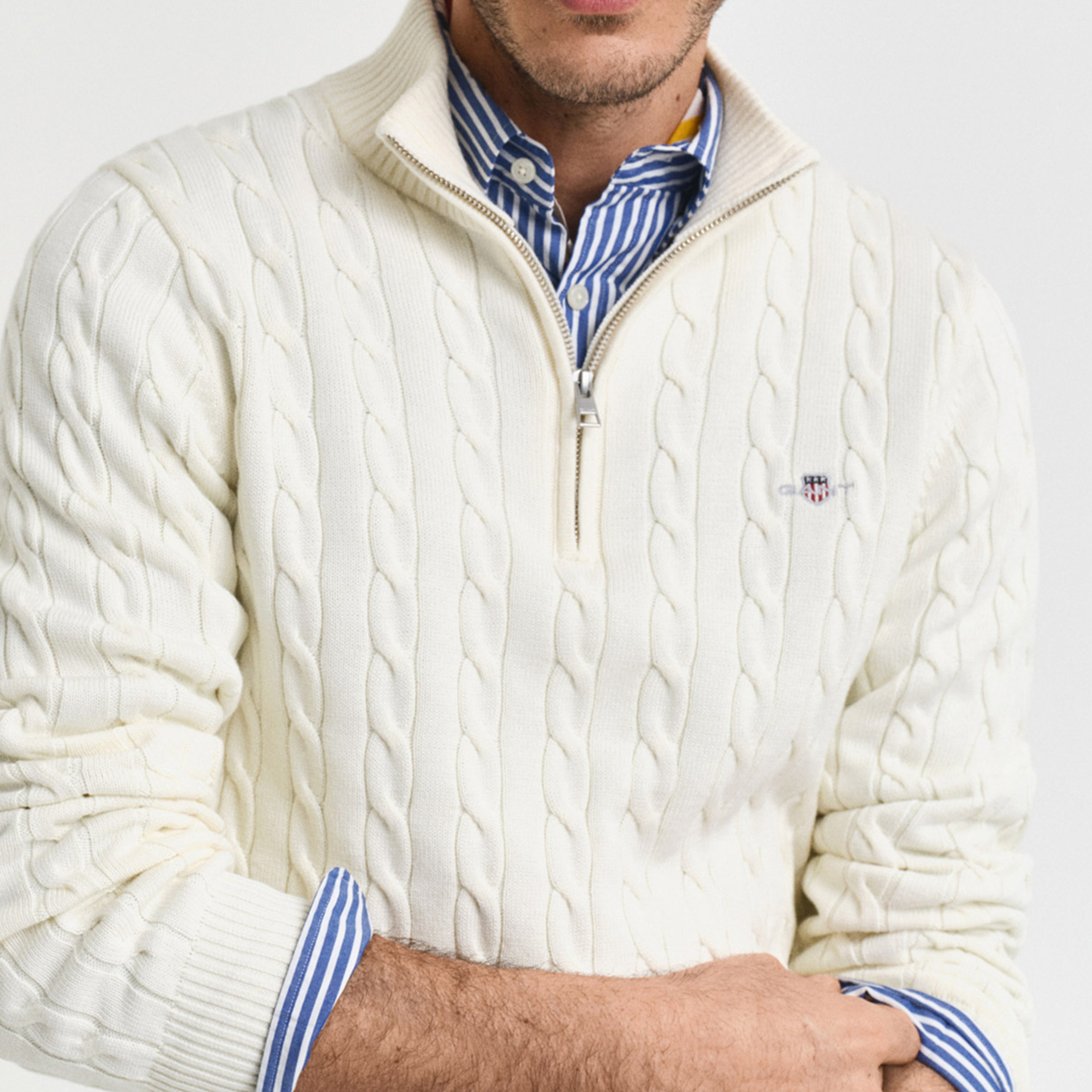 GANT Erkek Krem Regular Fit Örgü Kazak