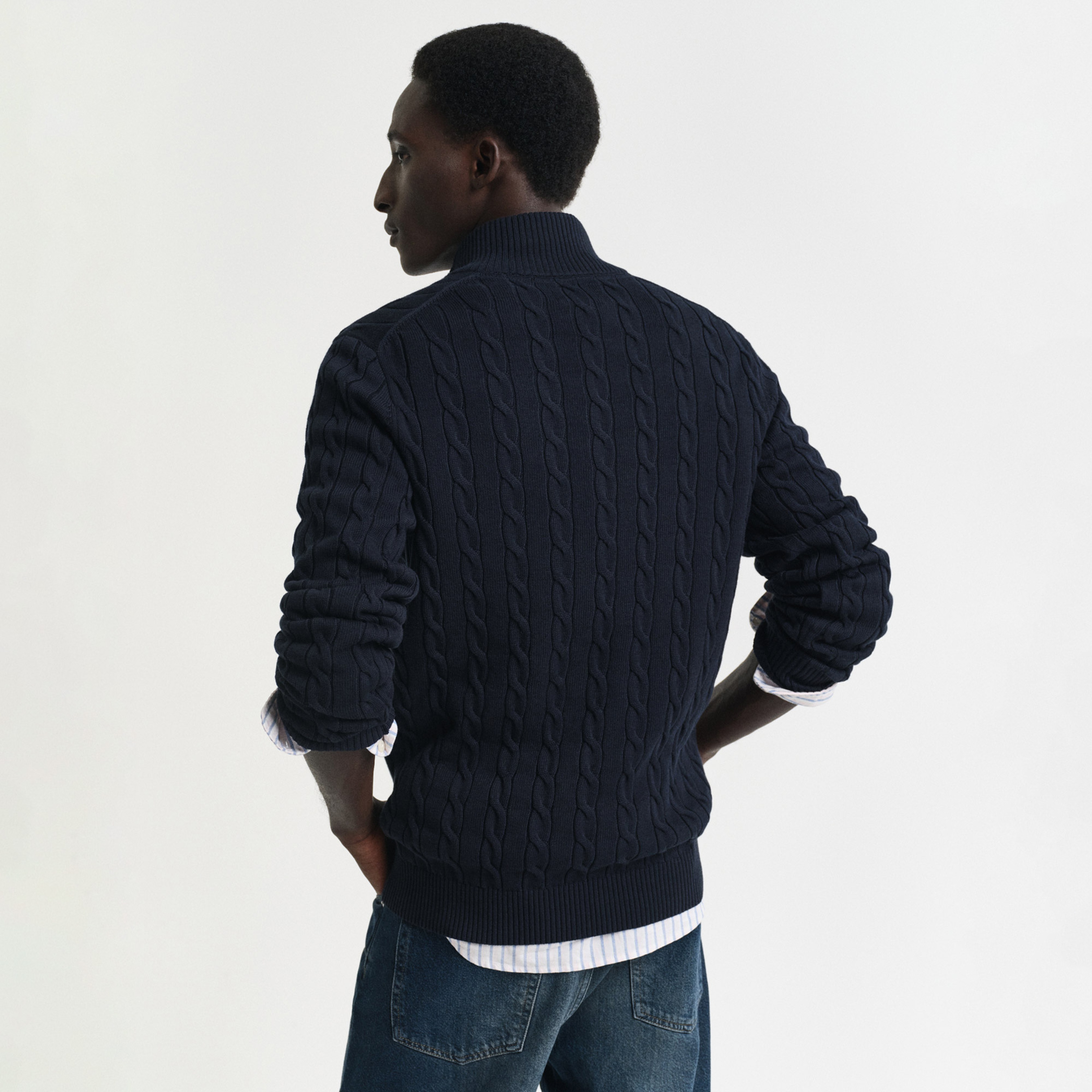 GANT Erkek Lacivert Regular Fit Örgü Kazak