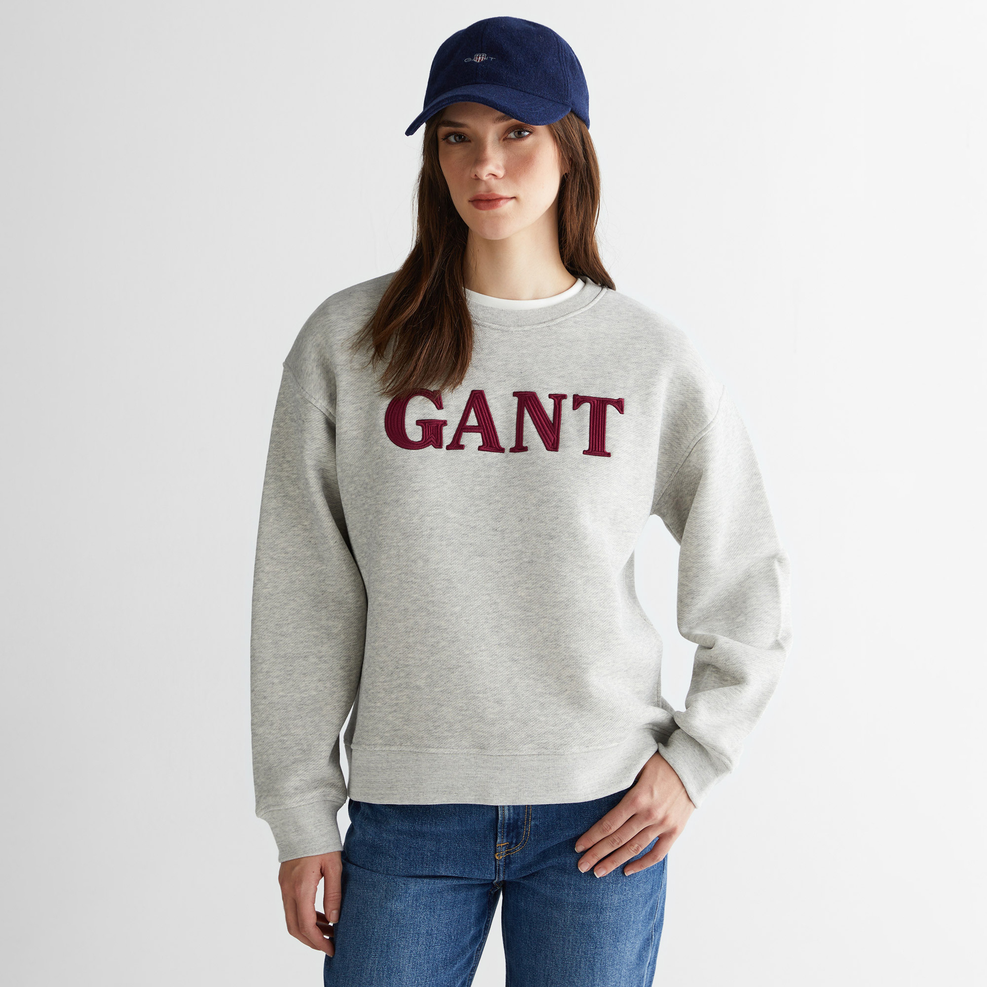 GANT Kadın Gri Relaxed Fit Bisiklet Yaka Sweatshirt
