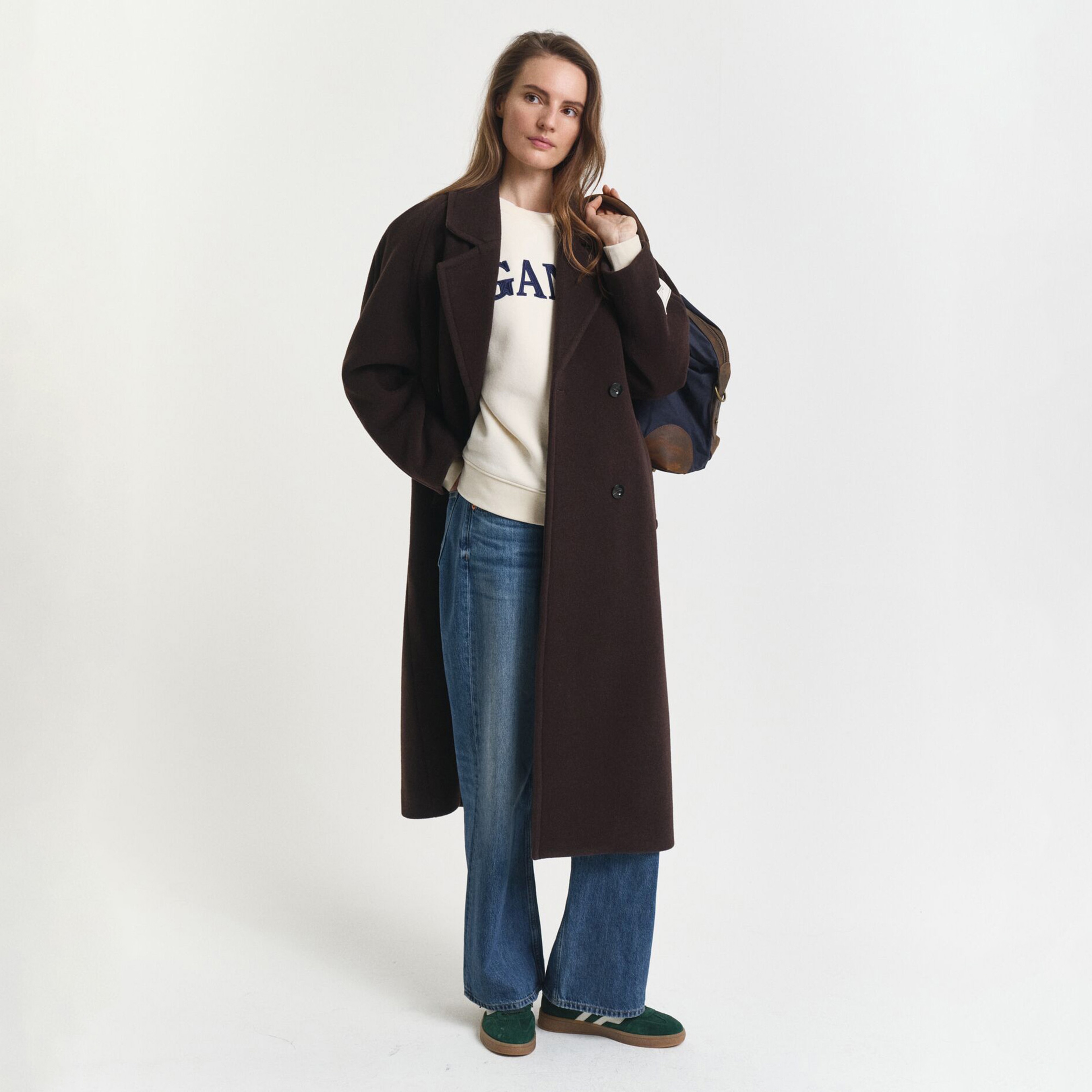 GANT Kadın Krem Relaxed Fit Bisiklet Yaka Sweatshirt