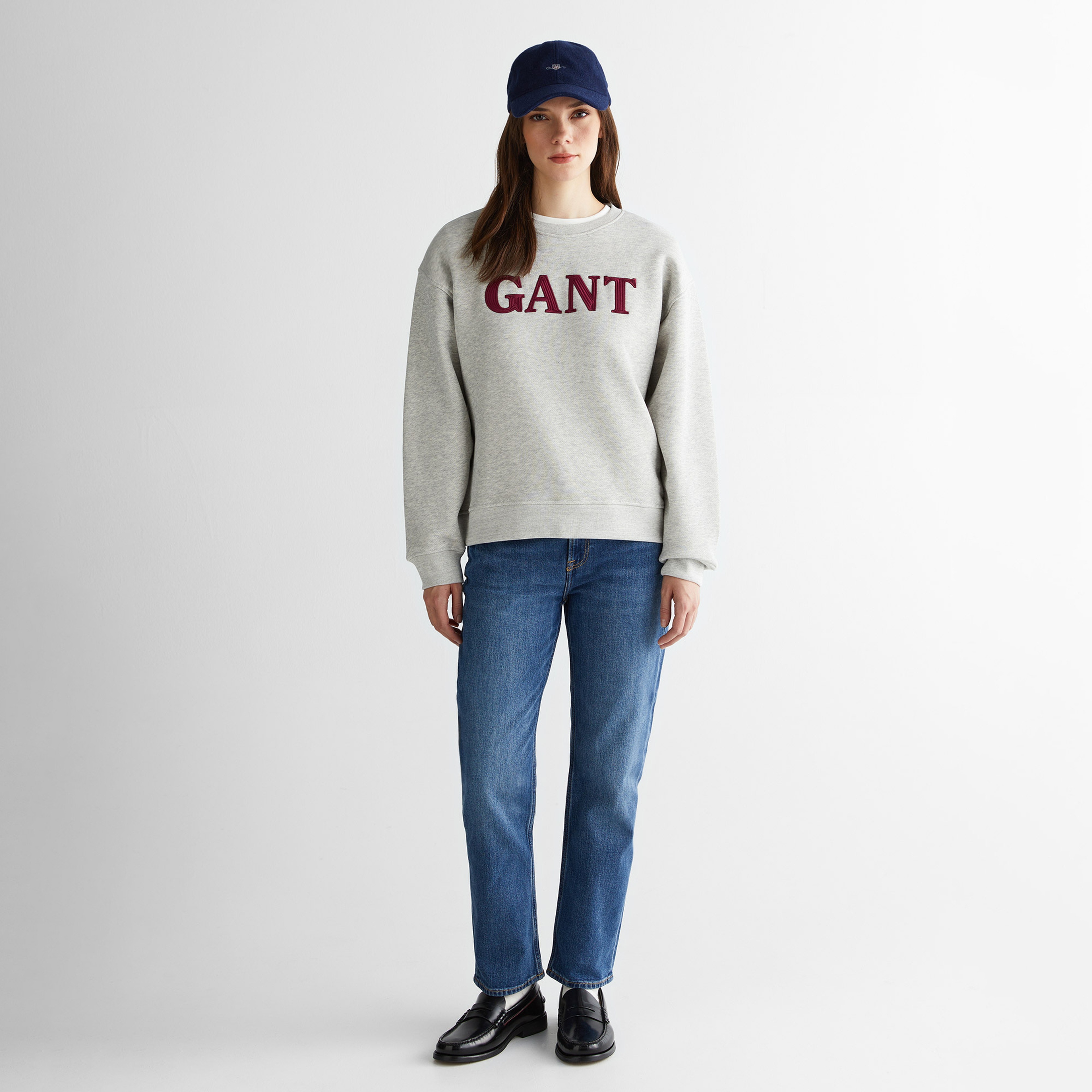 GANT Kadın Gri Relaxed Fit Bisiklet Yaka Sweatshirt