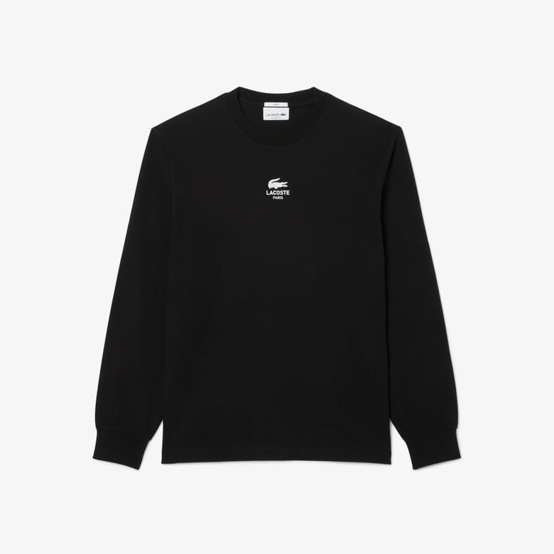 Lacoste Print Fleece Erkek Siyah Sweatshirt