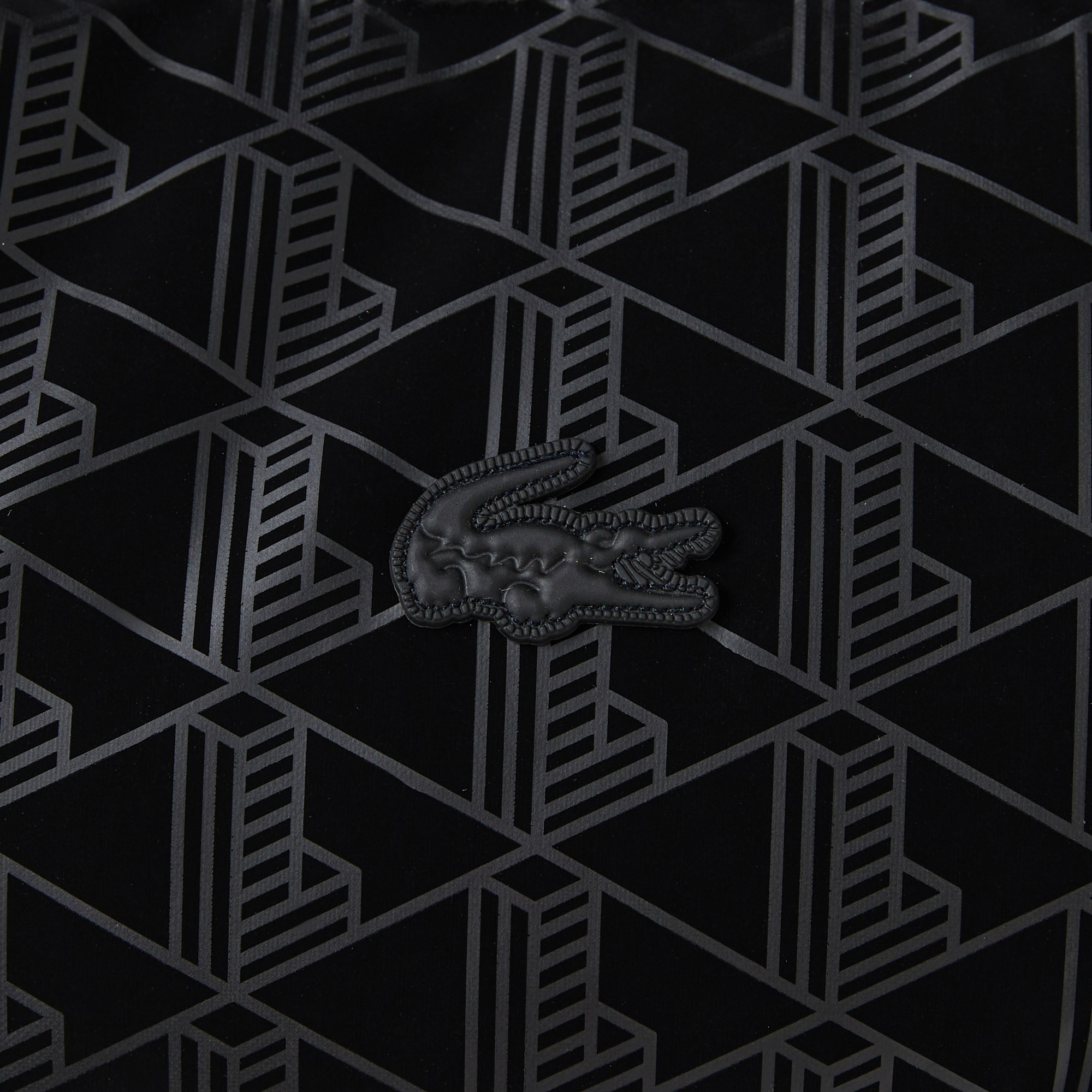 Lacoste Kadın Kapüşonlu Monogram Siyah Mont