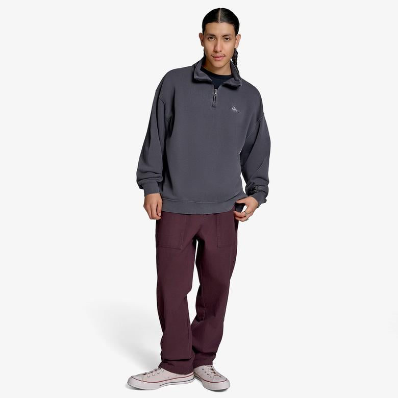 Converse Loose Fit Sneaker Patch Half Zip Erkek Siyah Sweatshirt