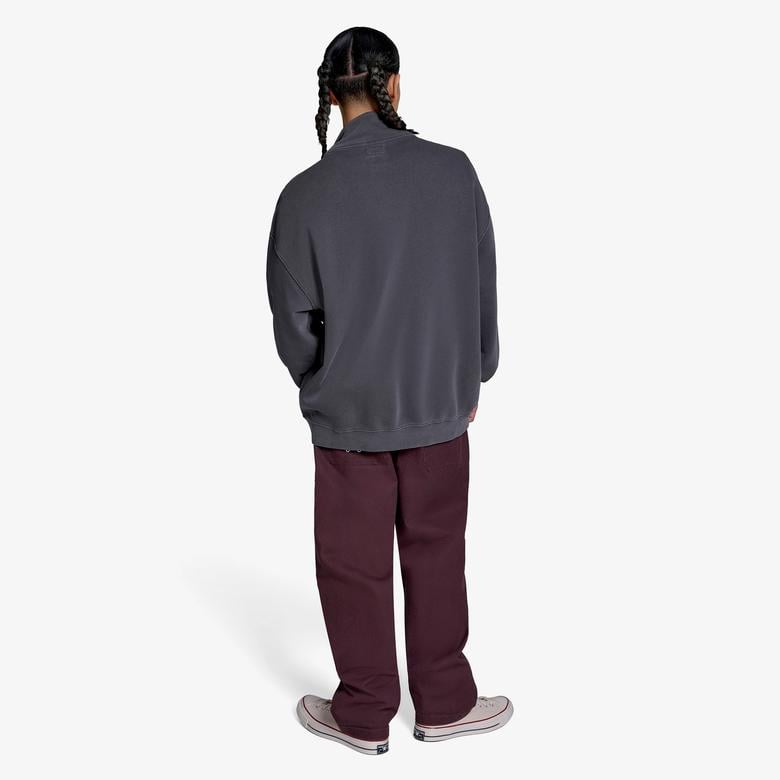 Converse Loose Fit Sneaker Patch Half Zip Erkek Siyah Sweatshirt