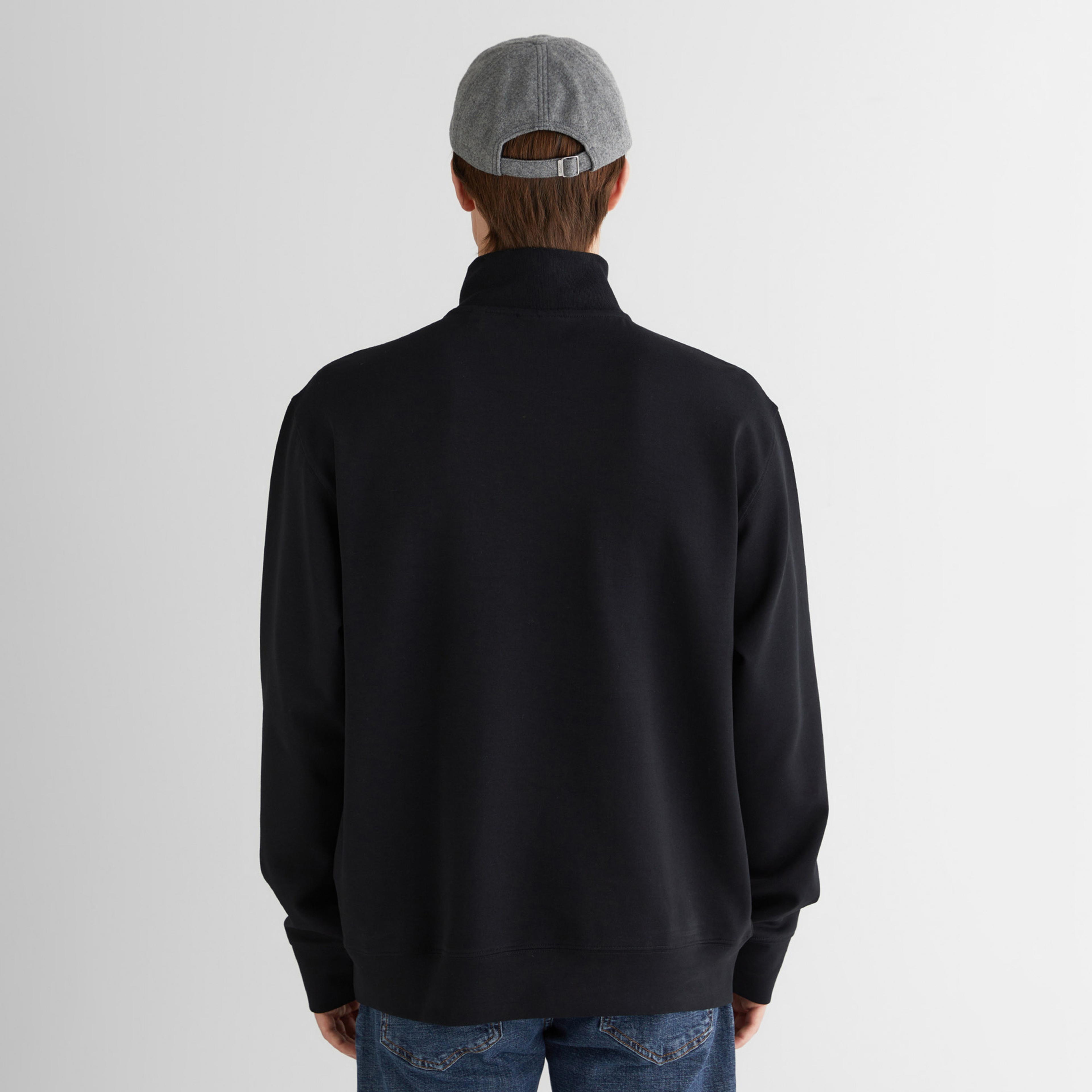 GANT Erkek Siyah Relaxed Fit Yarım Fermuarlı Sweatshirt