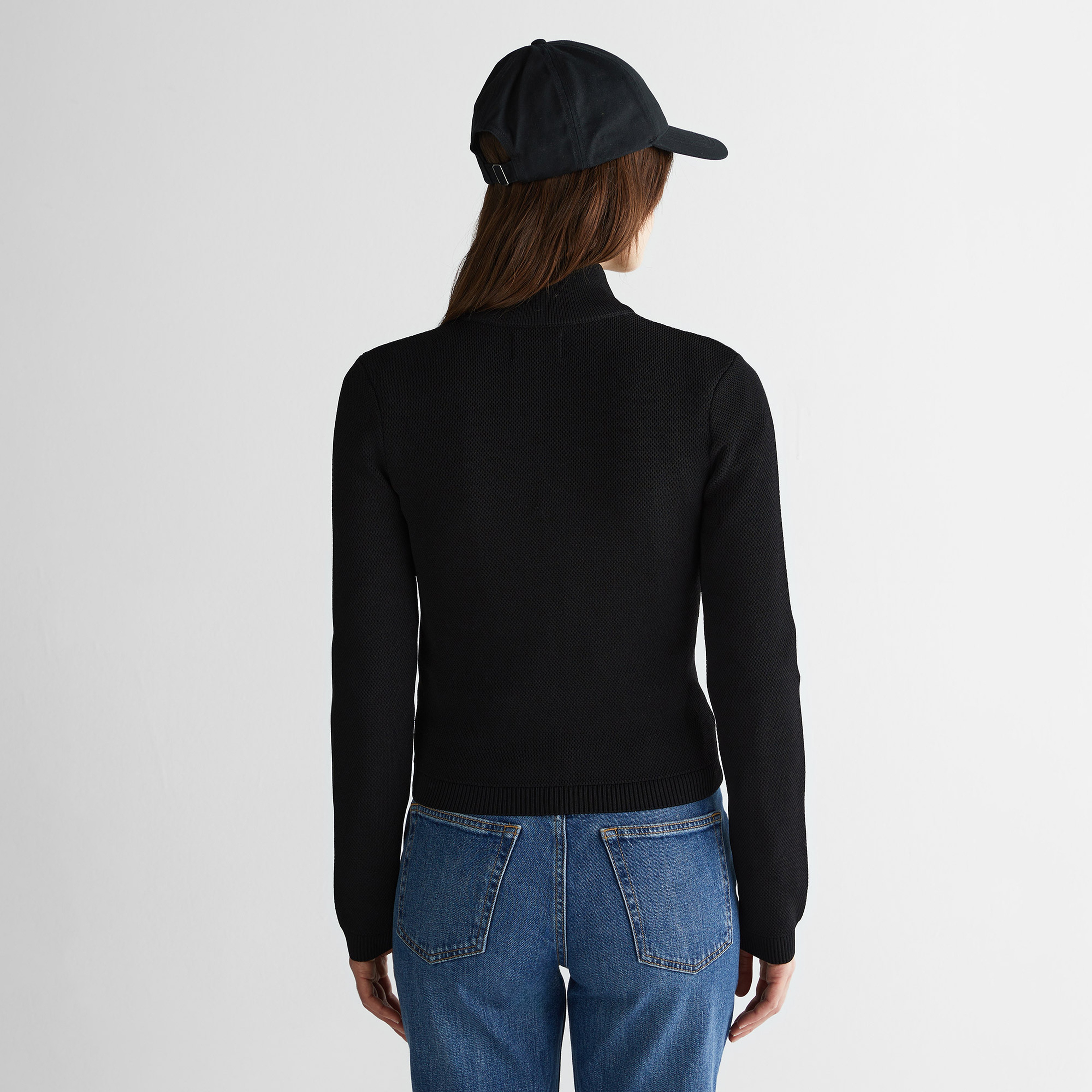 GANT Kadın Siyah Standart Fit Fermuarlı Triko