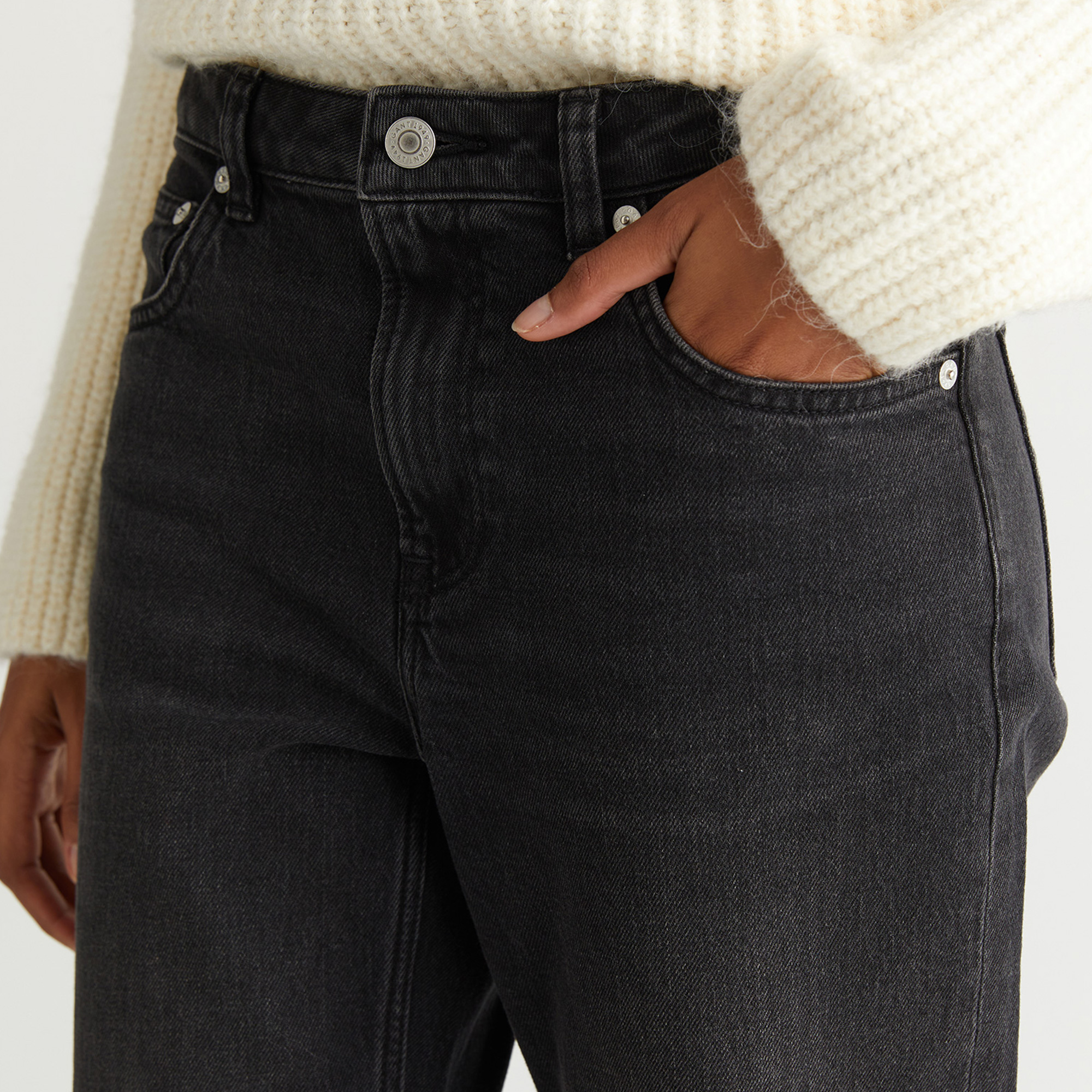 GANT Kadın Siyah Straight Fit Jean