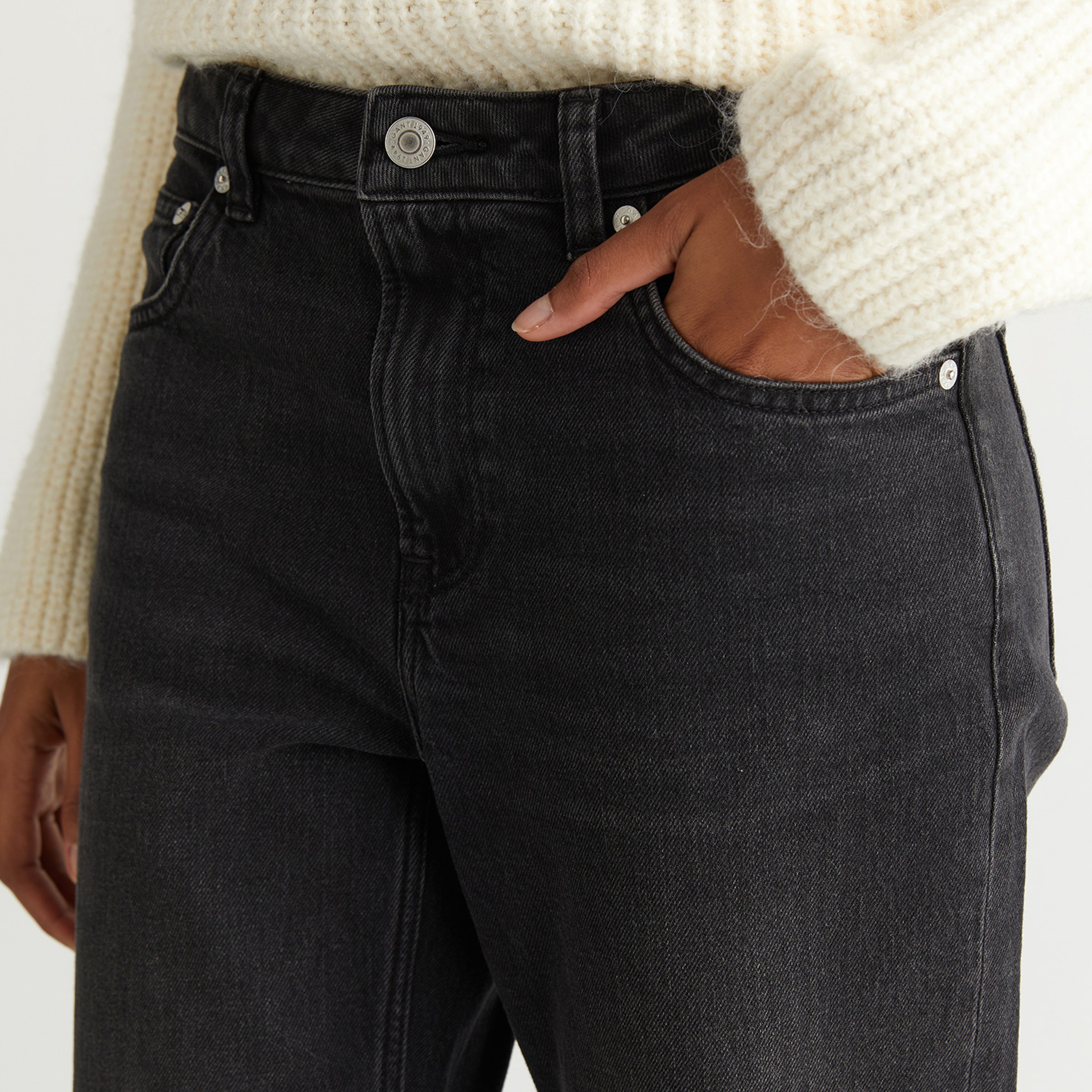 GANT Kadın Siyah Straight Fit Jean