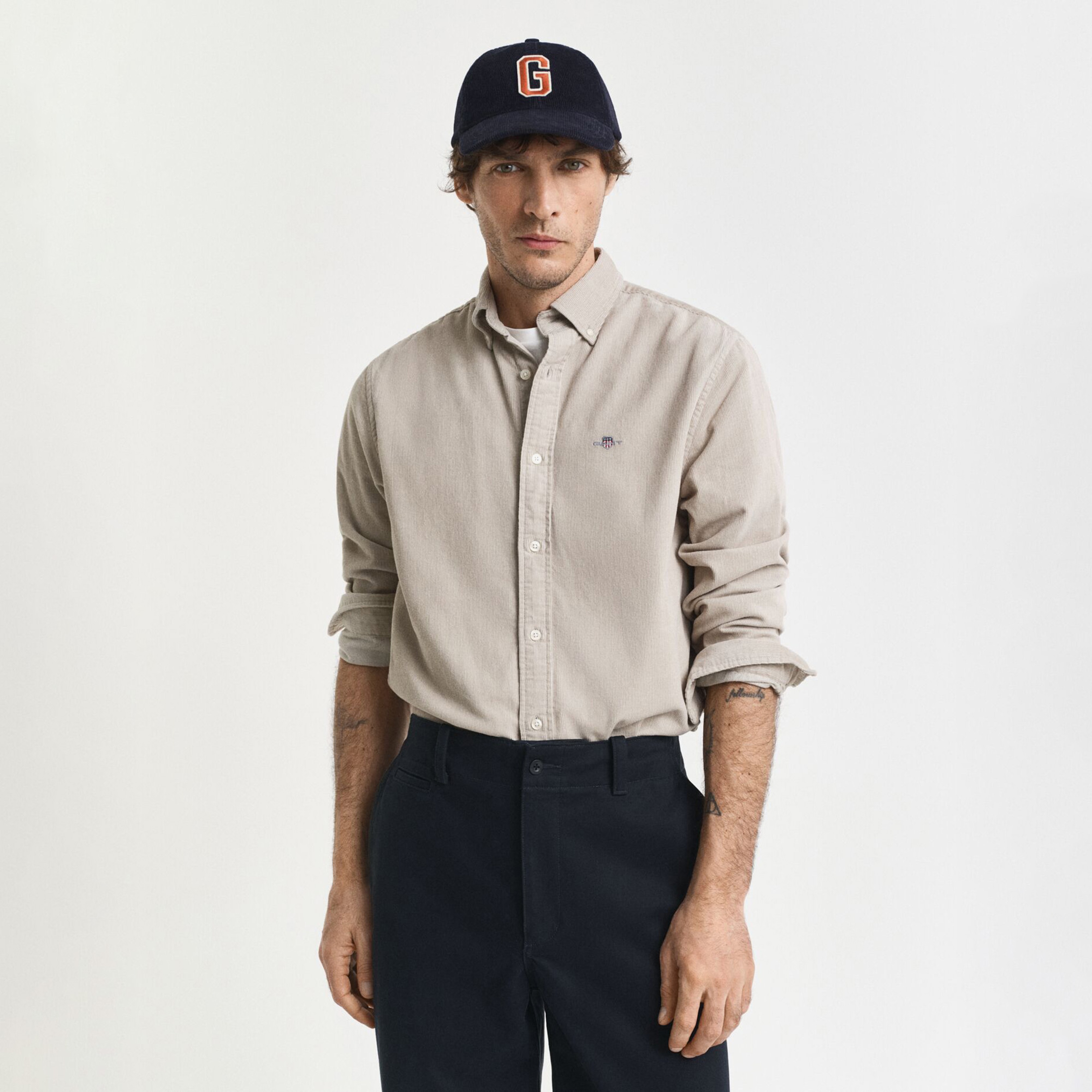 GANT Erkek Bej Regular Fit Düğmeli Gömlek