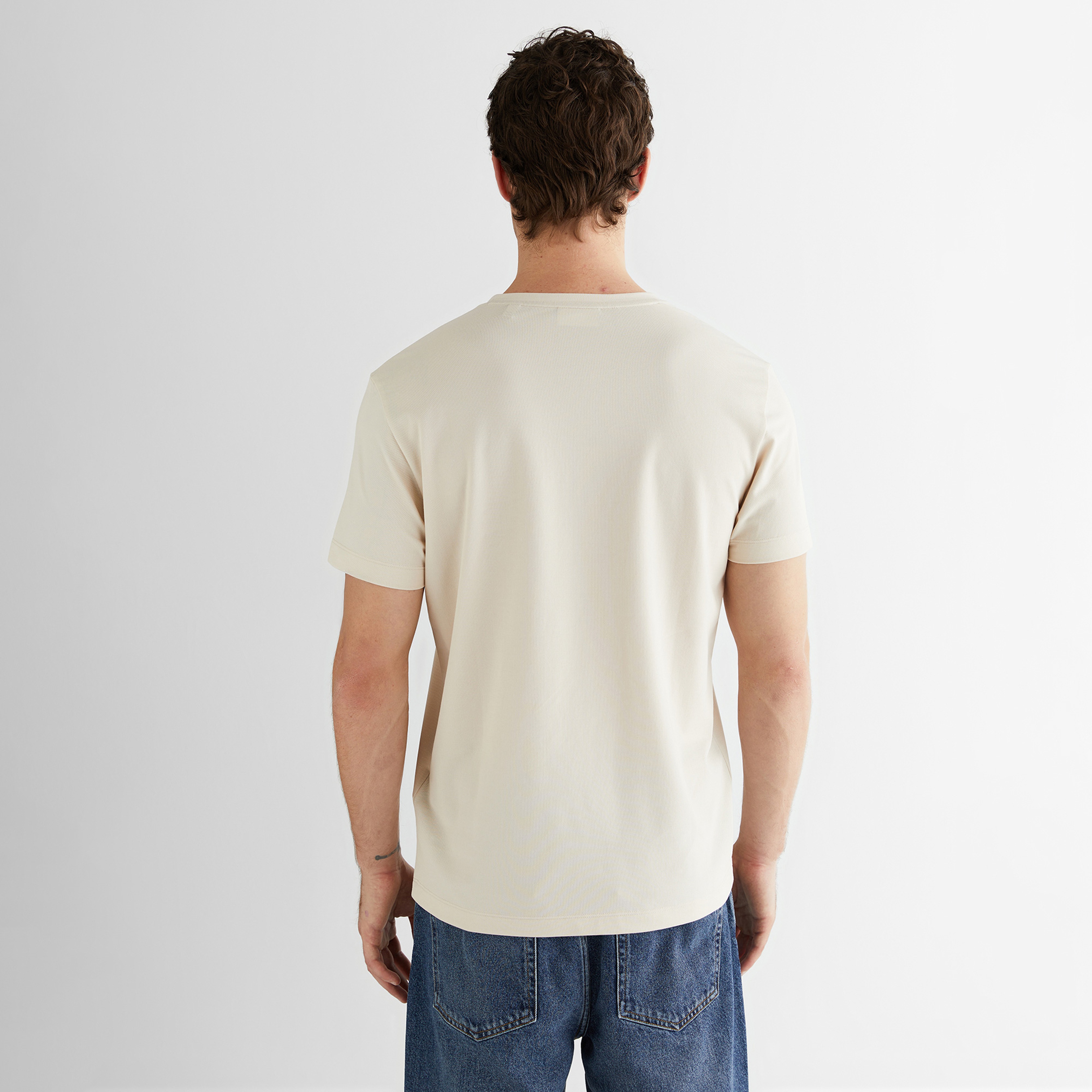 GANT Erkek Bej Regular Fit Bisiklet Yaka T-Shirt