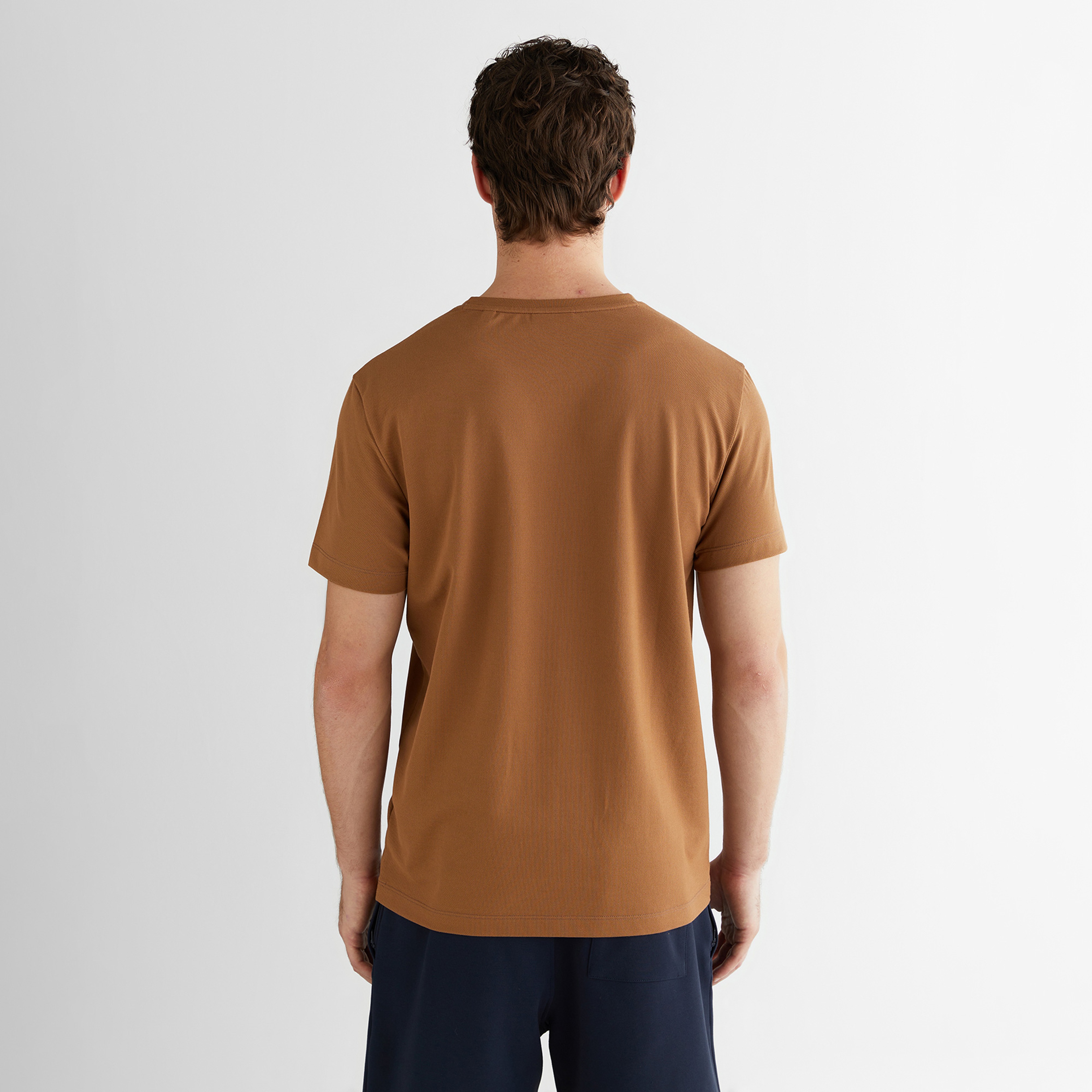GANT Erkek Kahverengi Regular Fit Bisiklet Yaka T-Shirt