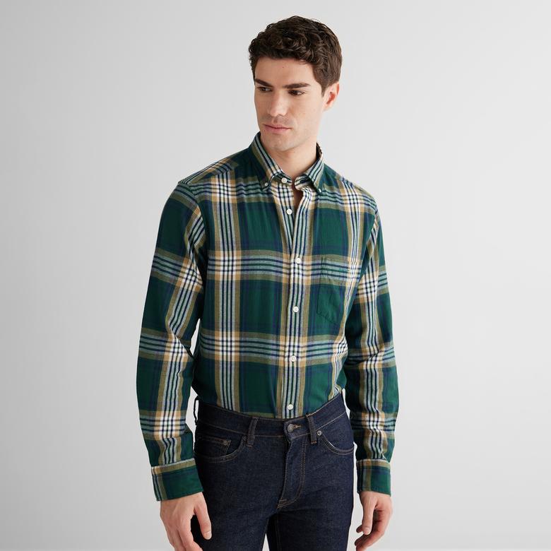 GANT Erkek Yeşil Regular Fit Düğmeli Gömlek