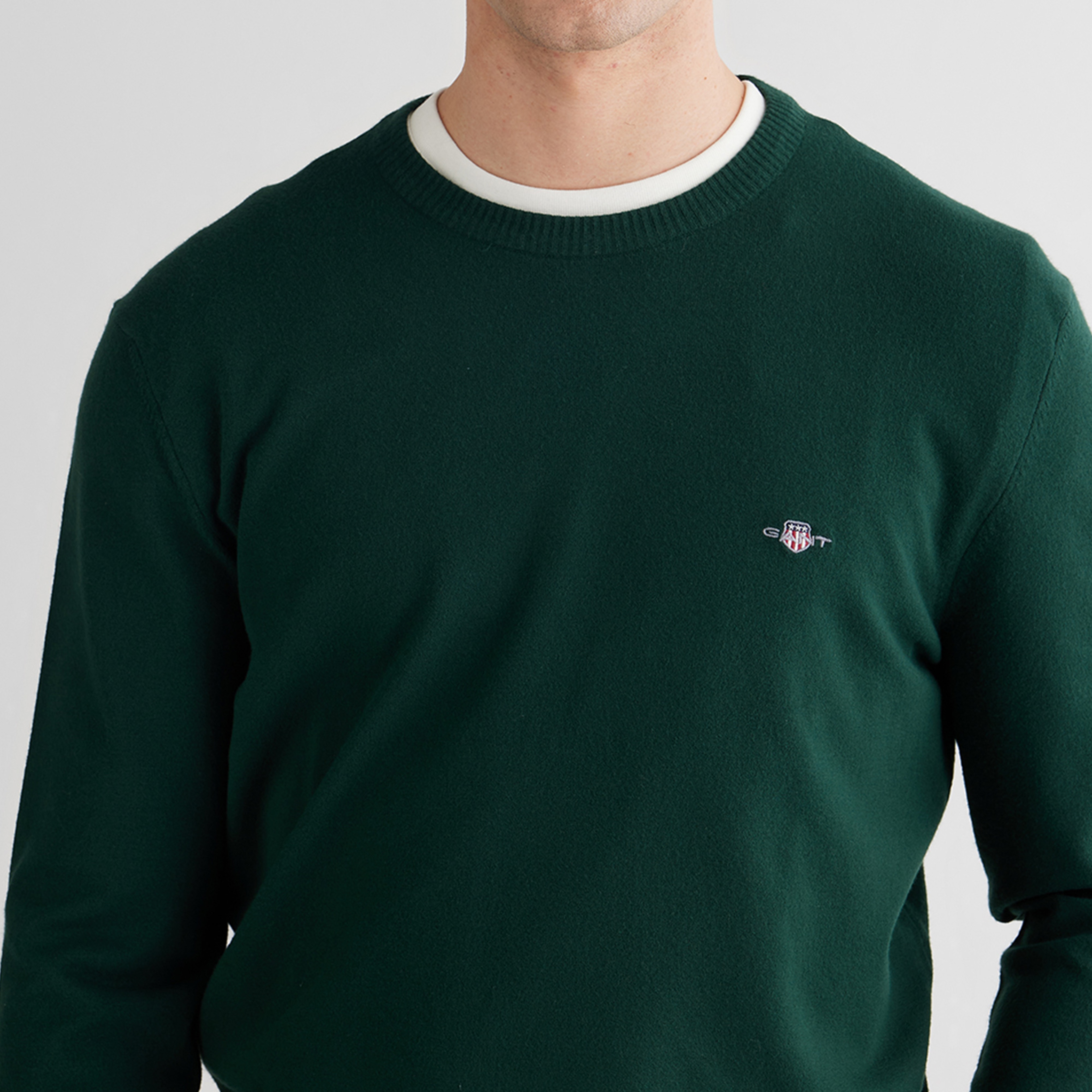 GANT Erkek Yeşil Standart Fit Bisiklet Yaka Triko