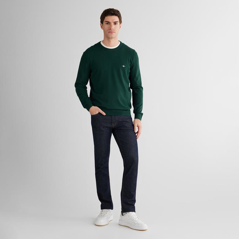 GANT Erkek Yeşil Standart Fit Bisiklet Yaka Triko