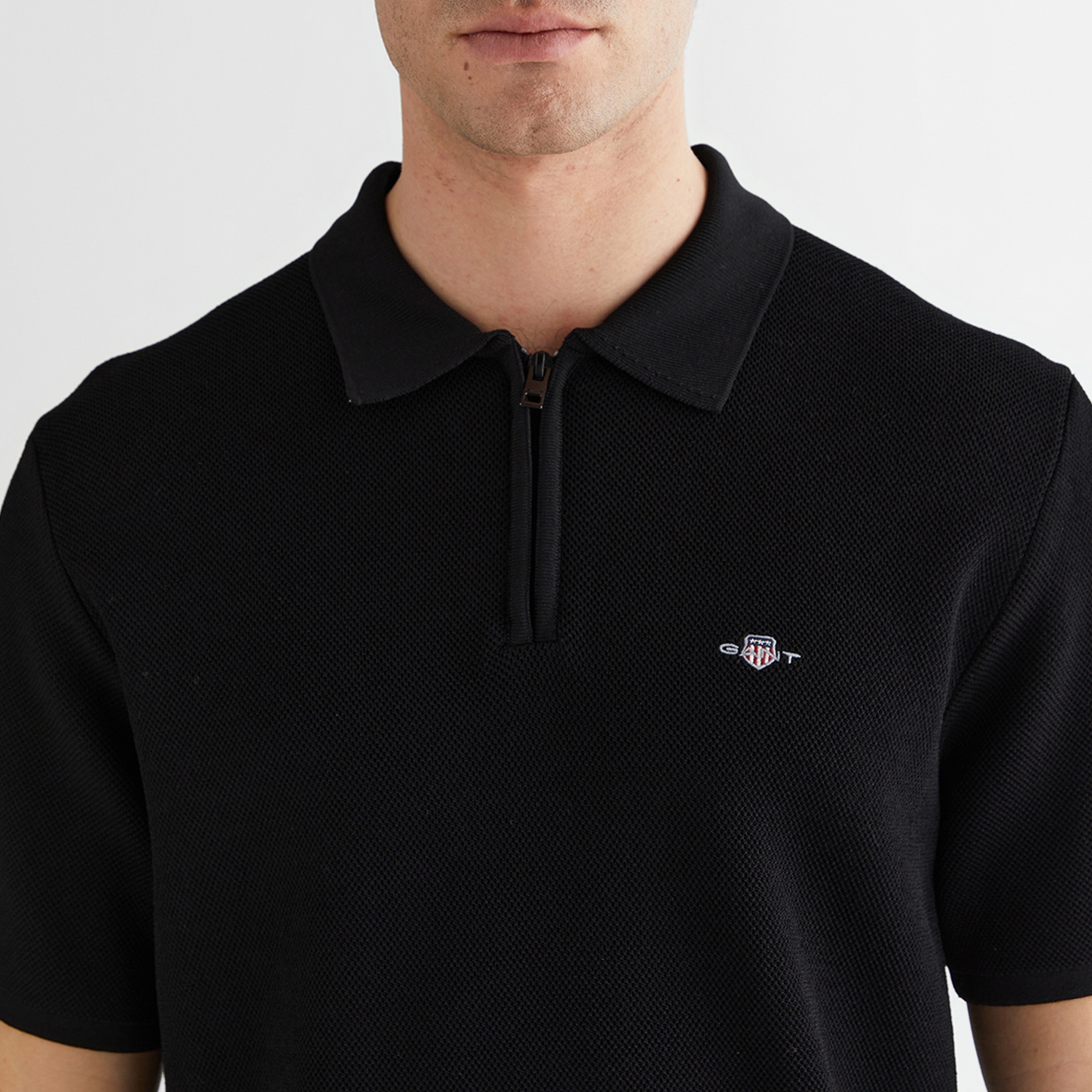 GANT Erkek Siyah Standart Fit Polo Yaka Triko