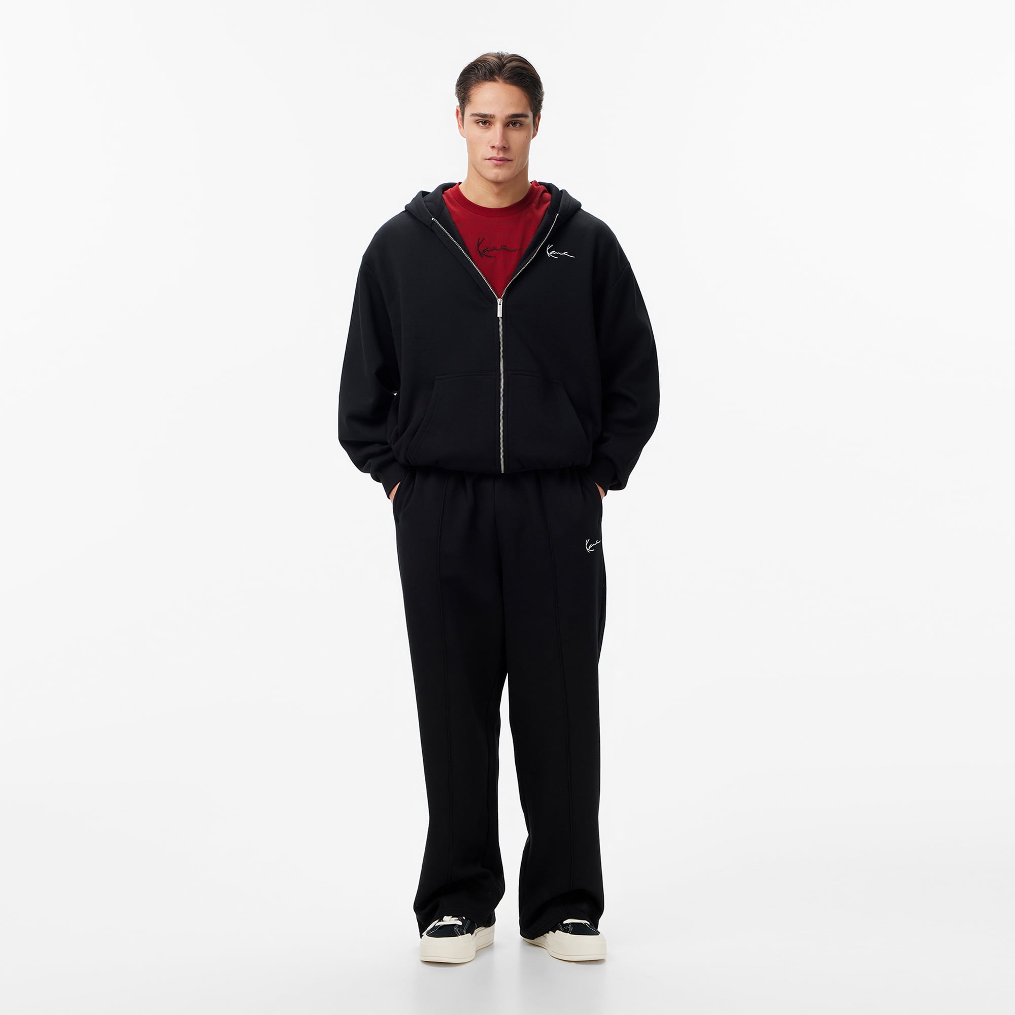 Karl Kani Small Chest Signature Essential Oversized Zip Erkek Siyah Sweatshirt