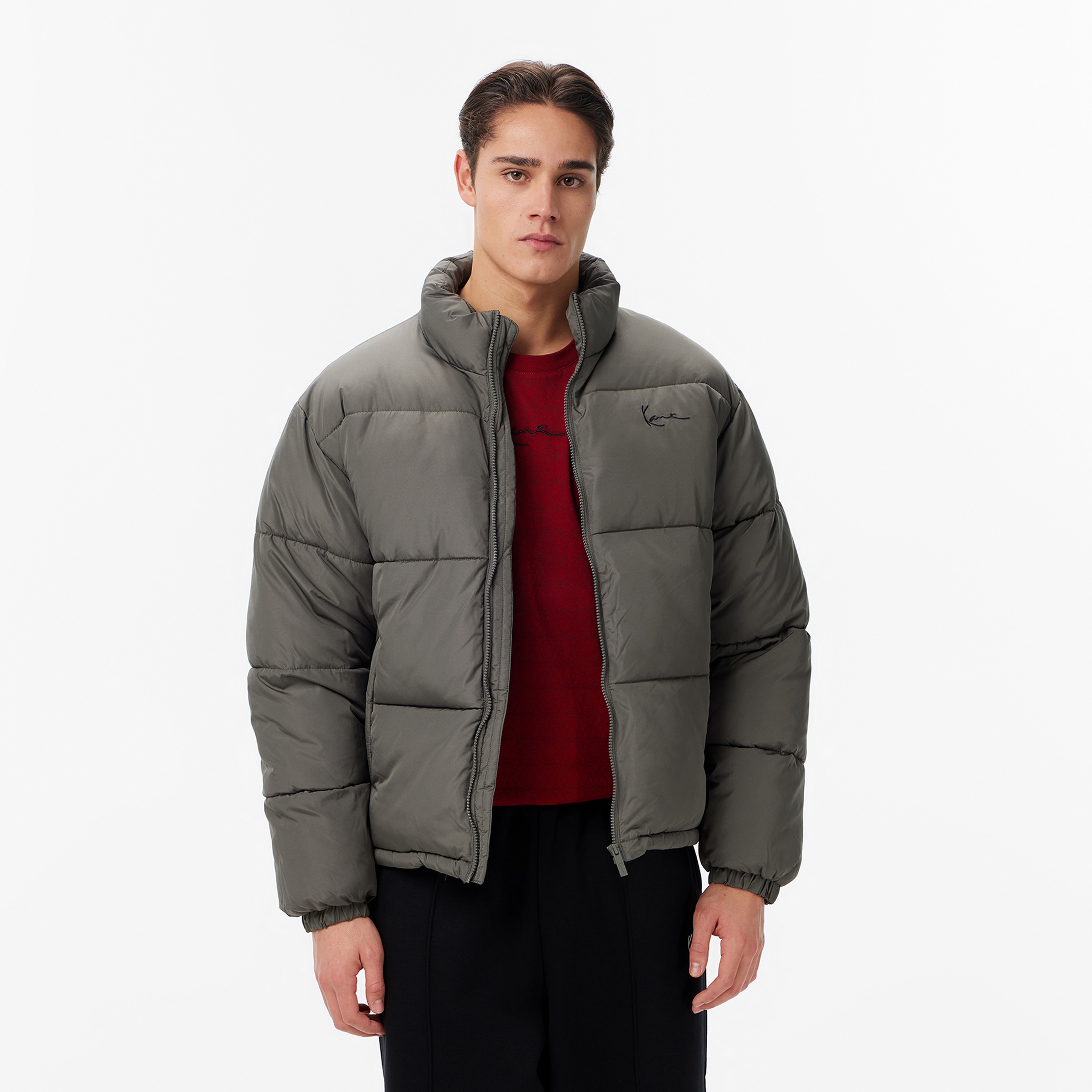 Karl Kani Small Signature Embossed Puffer Erkek Gri Mont