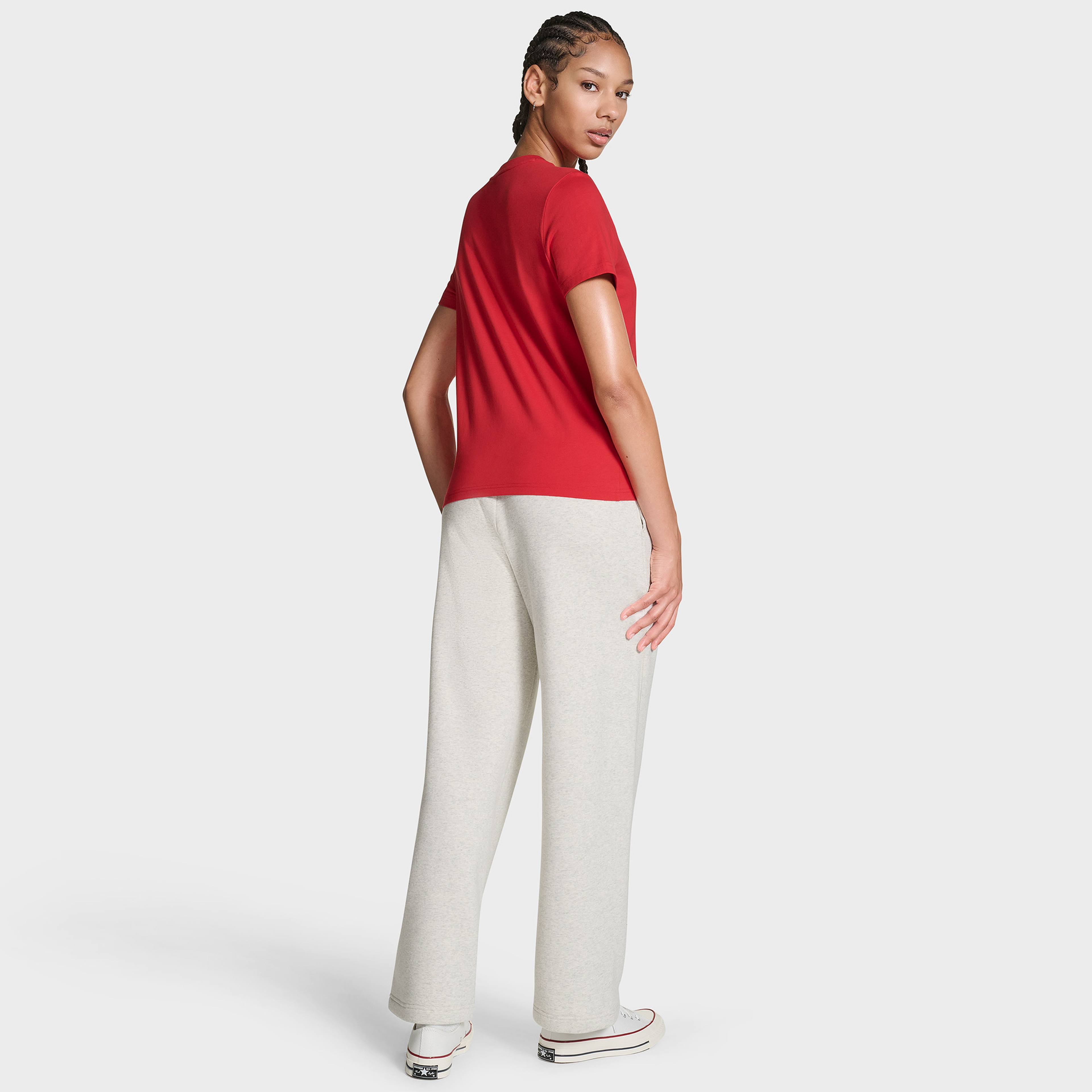 Converse Kadın Chuck Logolu Metalik Kırmızı T-Shirt