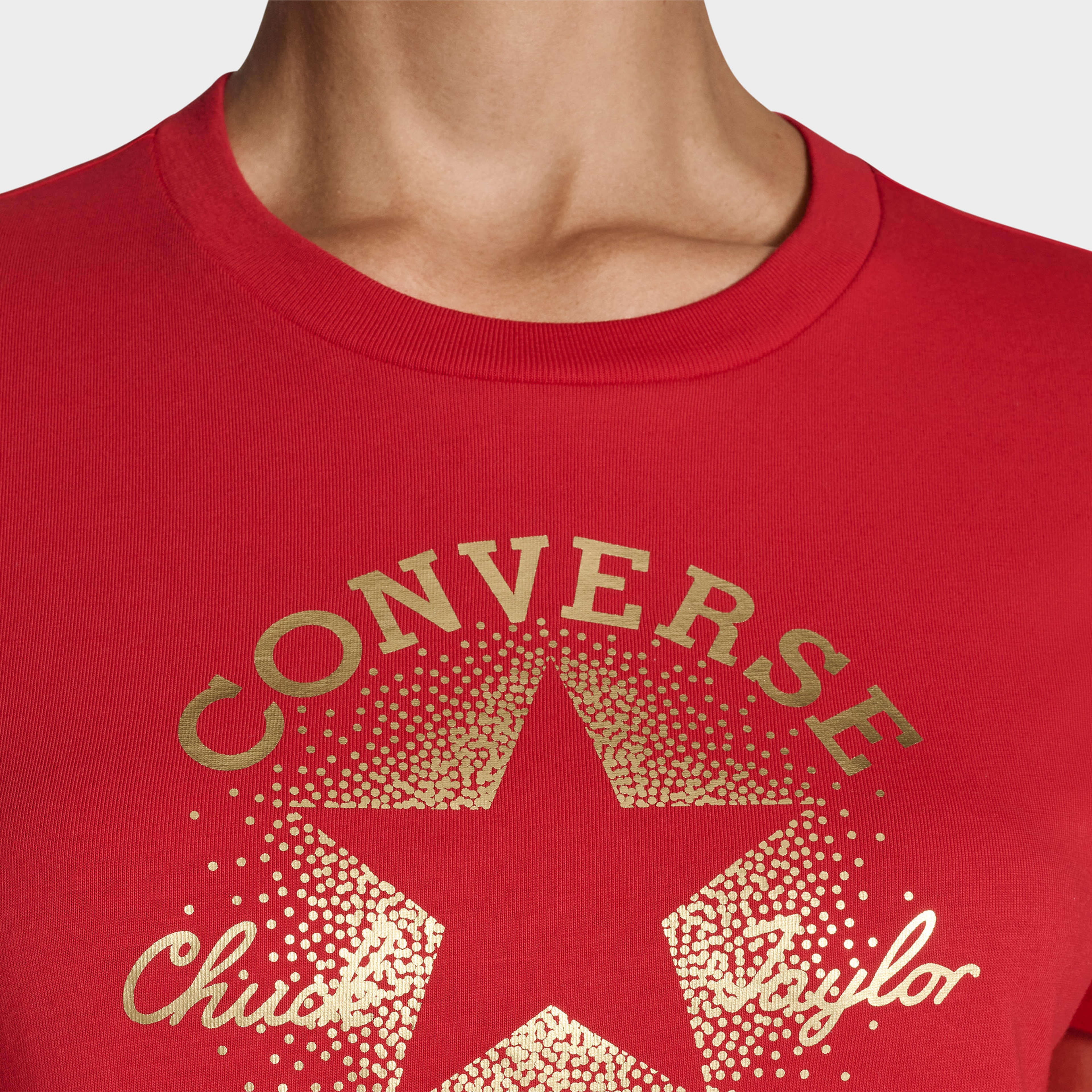 Converse Kadın Chuck Logolu Metalik Kırmızı T-Shirt