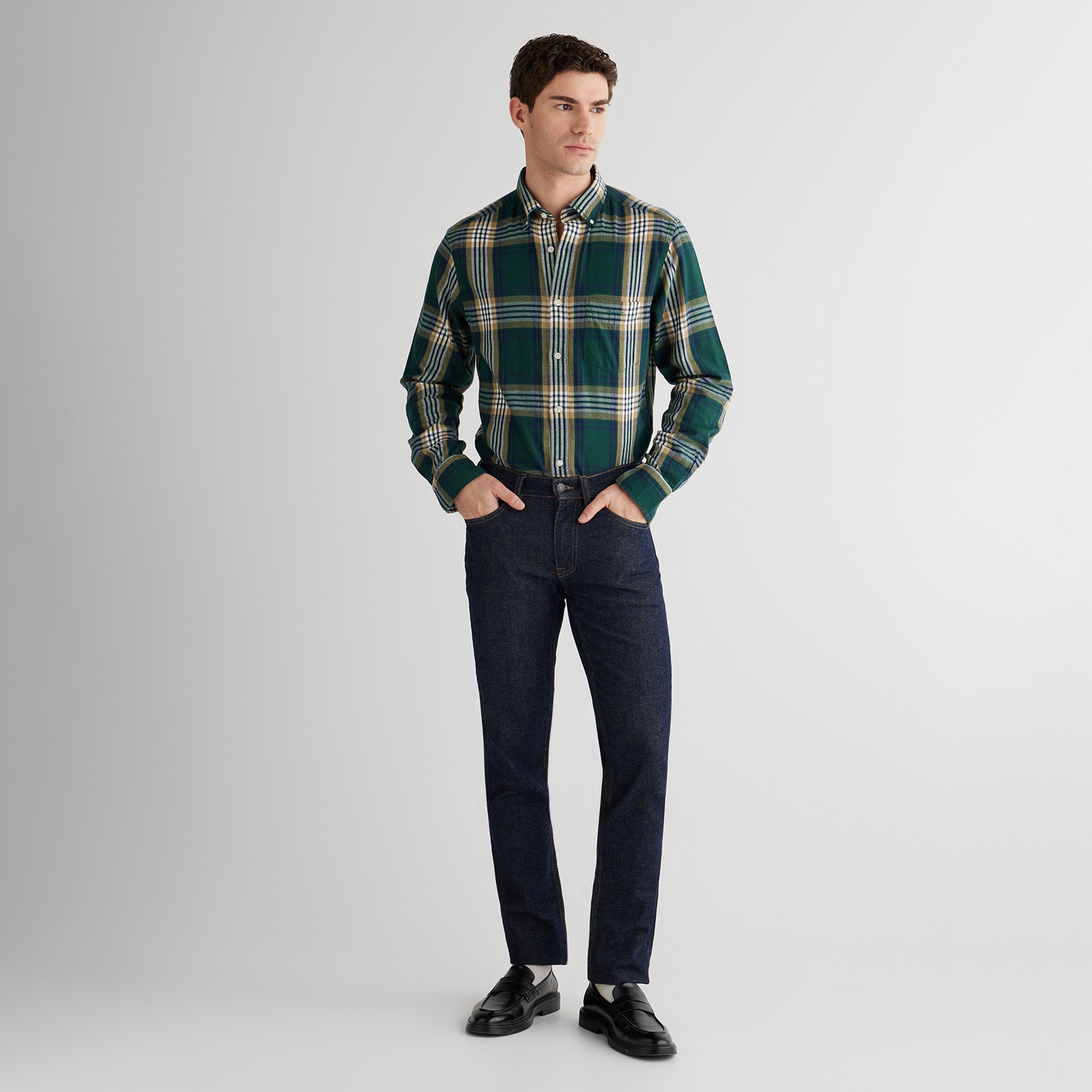 GANT Erkek Yeşil Regular Fit Düğmeli Gömlek