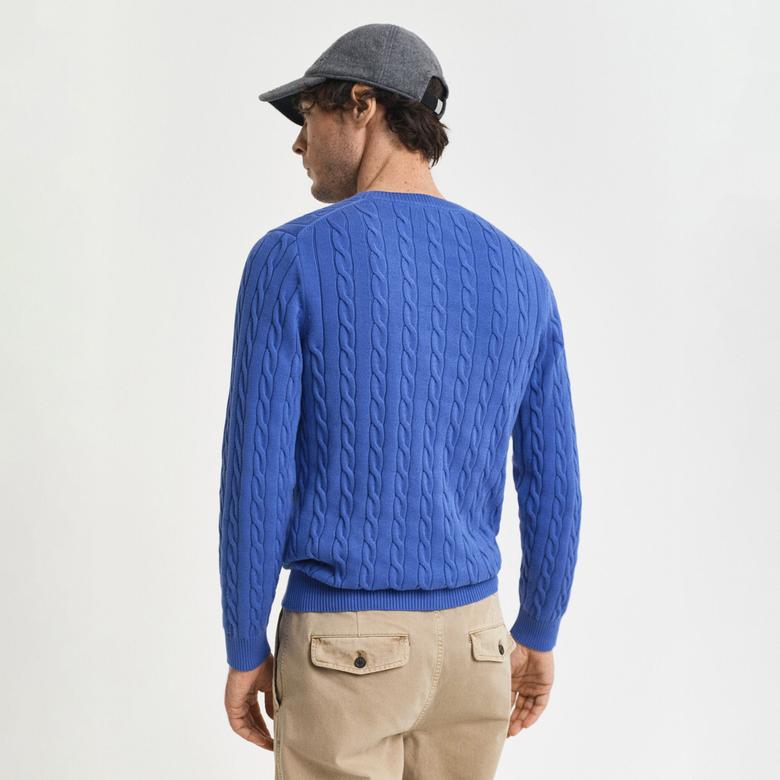 GANT Erkek Mavi Regular Fit Bisiklet Yaka Örgü Kazak