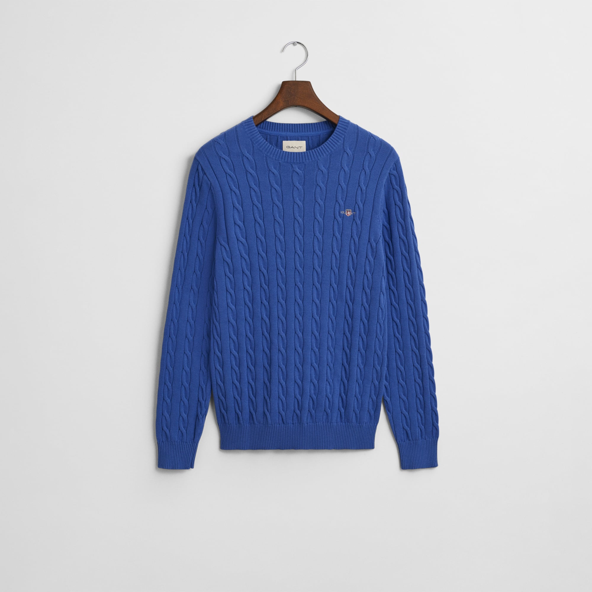 GANT Erkek Mavi Regular Fit Bisiklet Yaka Örgü Kazak