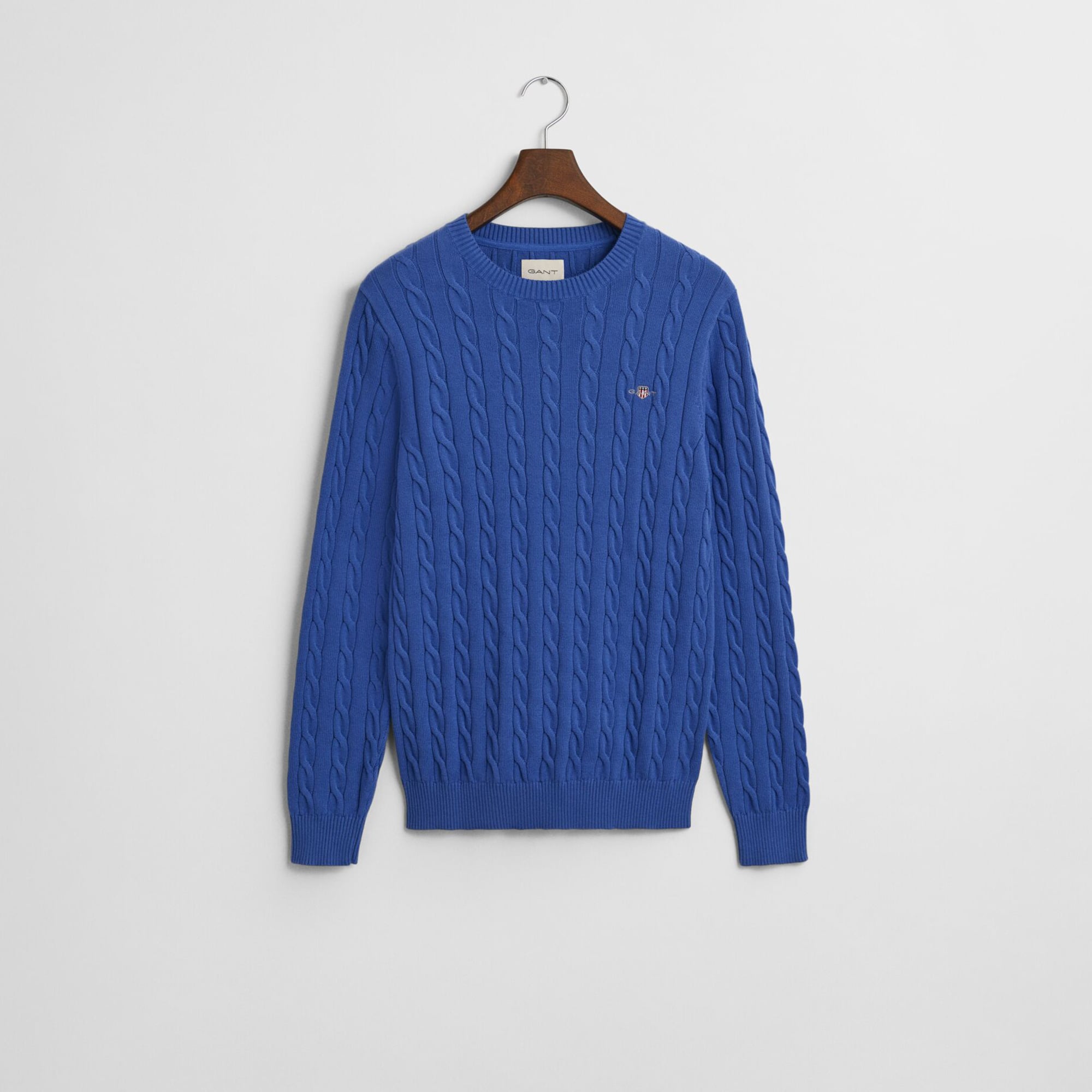 GANT Erkek Mavi Regular Fit Bisiklet Yaka Örgü Kazak