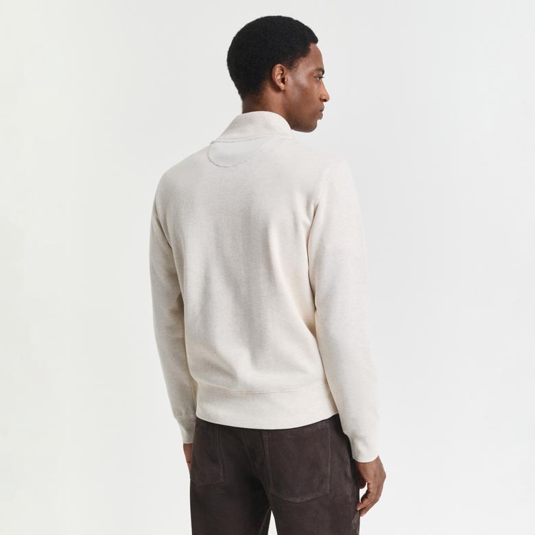 GANT Erkek Krem Regular Fit Yarım Fermuarlı Sweatshirt