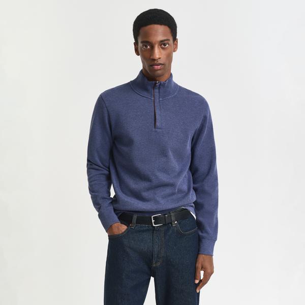 Gant Erkek Mavi Regular Fit Yarım Fermuarlı Sweatshirt