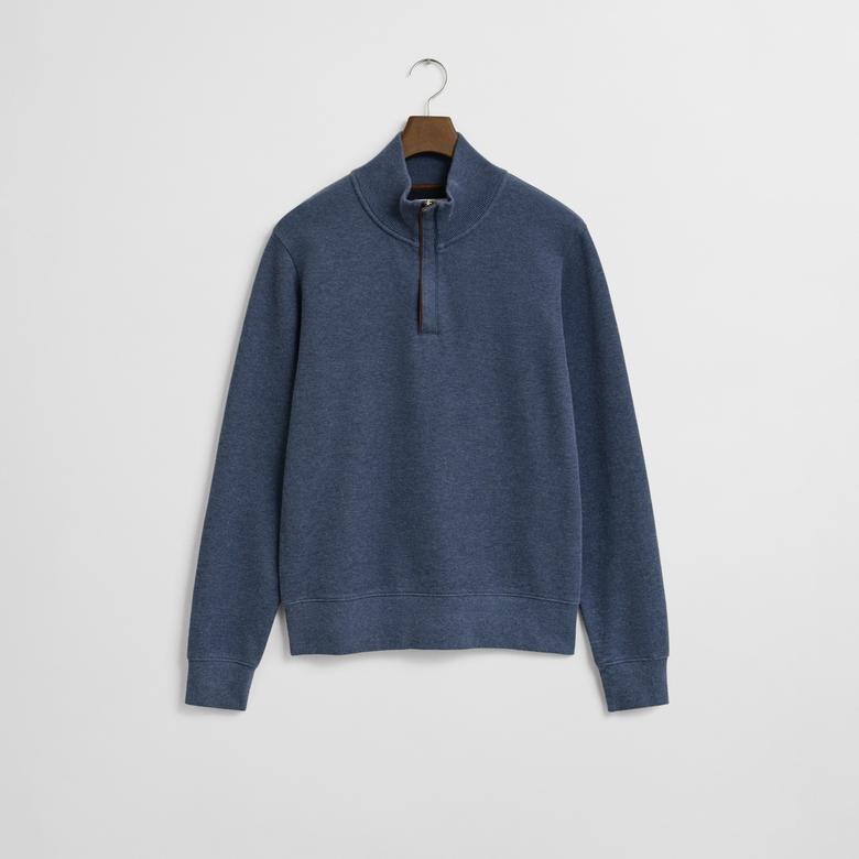 Gant Erkek Mavi Regular Fit Yarım Fermuarlı Sweatshirt