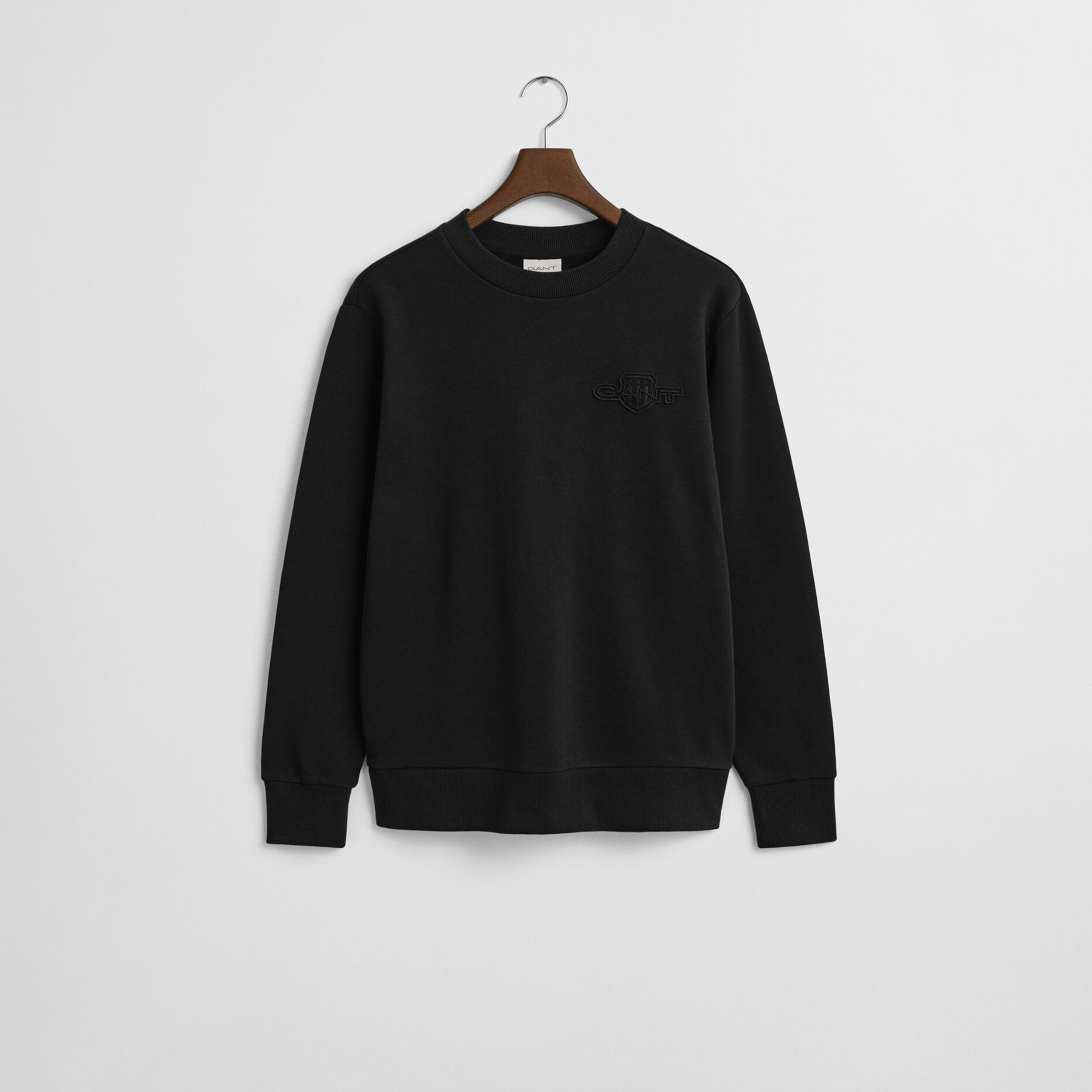 GANT Erkek Siyah Regular Fit Bisiklet Yaka Sweatshirt