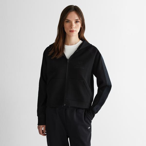 GANT Kadın Siyah Fermuarlı Kapüşonlu Sweatshirt